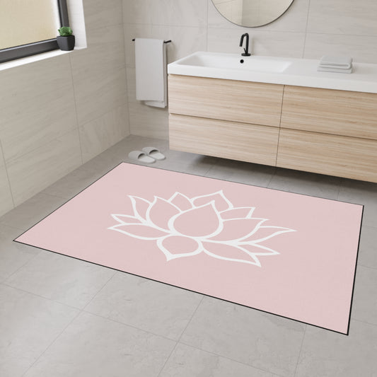 Decorative Heavy Duty Non-Slip Floor Mat Stylish Design Perfect for Entryway Kitchen Décor Pink Lotus Blossom Floral Design Rug Bathroom Mat