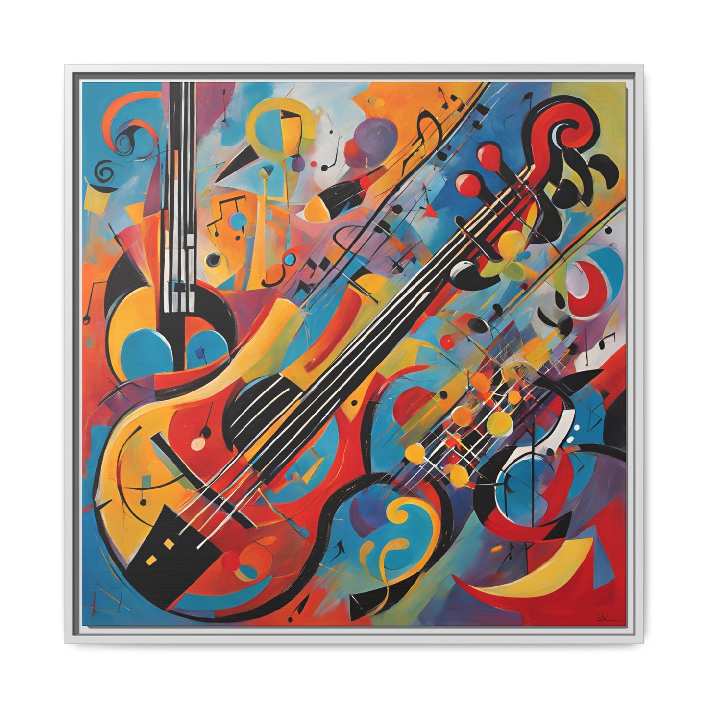 Modern Music-Themed Print Abstract Design Unique Framed Canvas Print Guitar Wall Art Music Lover Gift Decor 3 frame colors