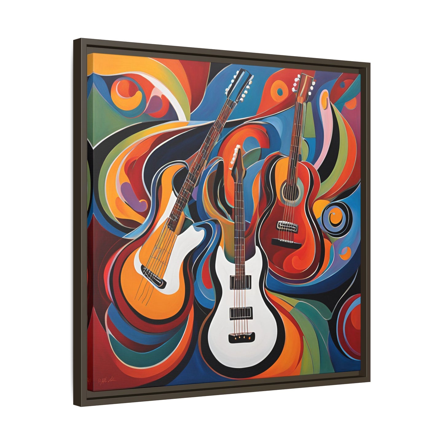Modern Music-Themed Print Abstract Design Unique Framed Canvas Print Guitar Wall Art Music Lover Gift Decor 3 frame colors