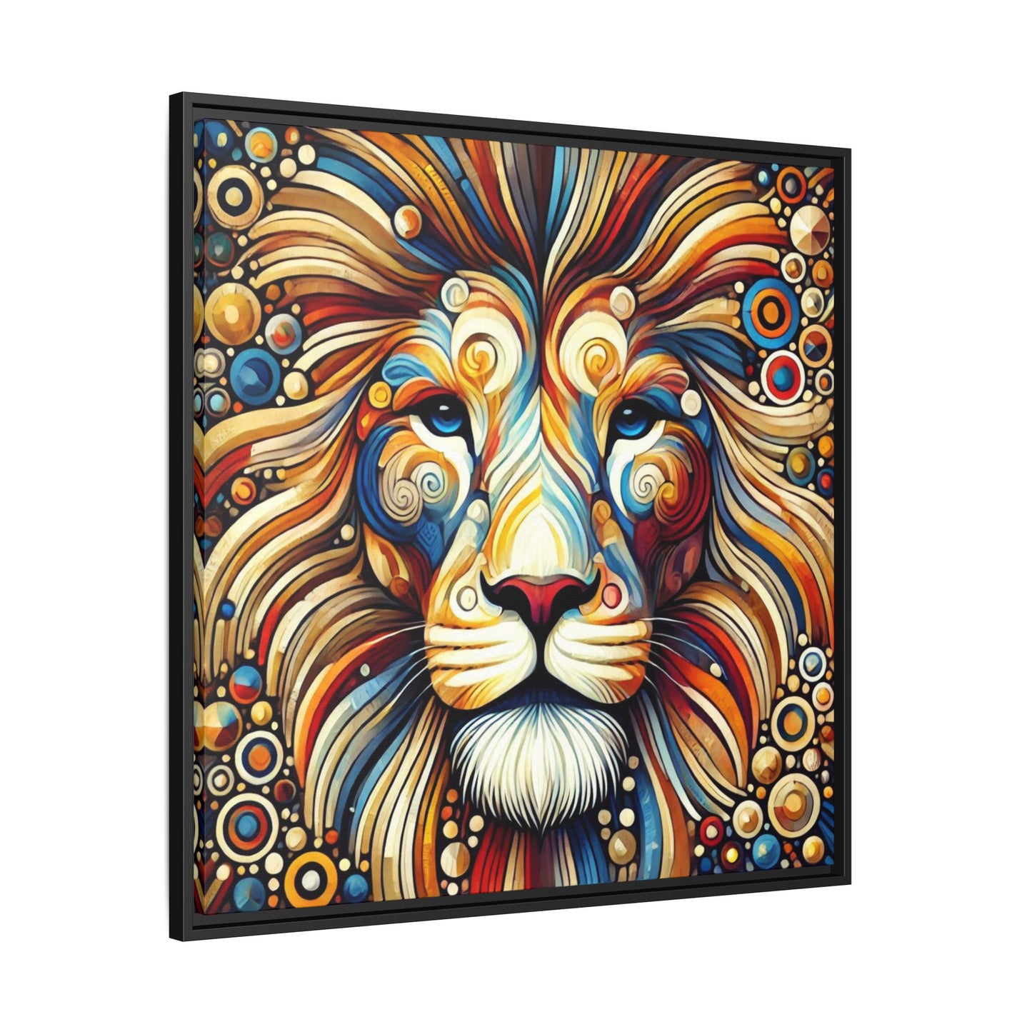 Modern Lion Print Abstract Design Unique Framed Canvas Print King of Jungle Wall Art Animal Lover Gift Nature Lover Decor 3 frame colors