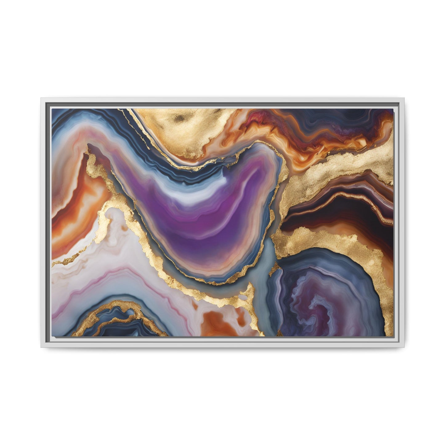 Colorful Agate Quartz Crystal Geode Design Print Matte Canvas Wall Art Nature Lover Gift Geology Rock Lover Gift 3 frame color choices