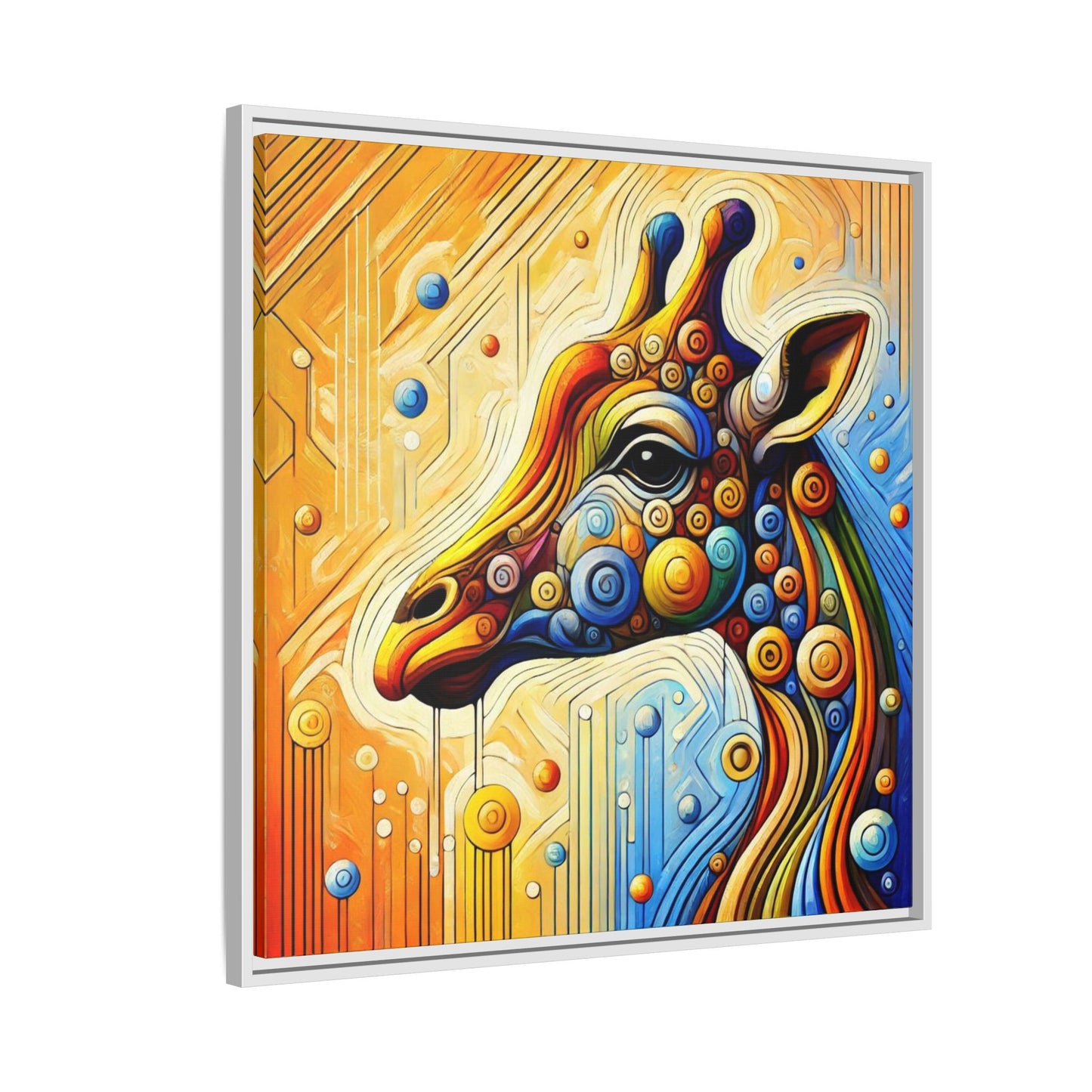 Modern Giraffe Print Abstract Design Unique Framed Canvas Print African Wall Art Animal Lover Gift Nature Lover Decor 3 frame colors