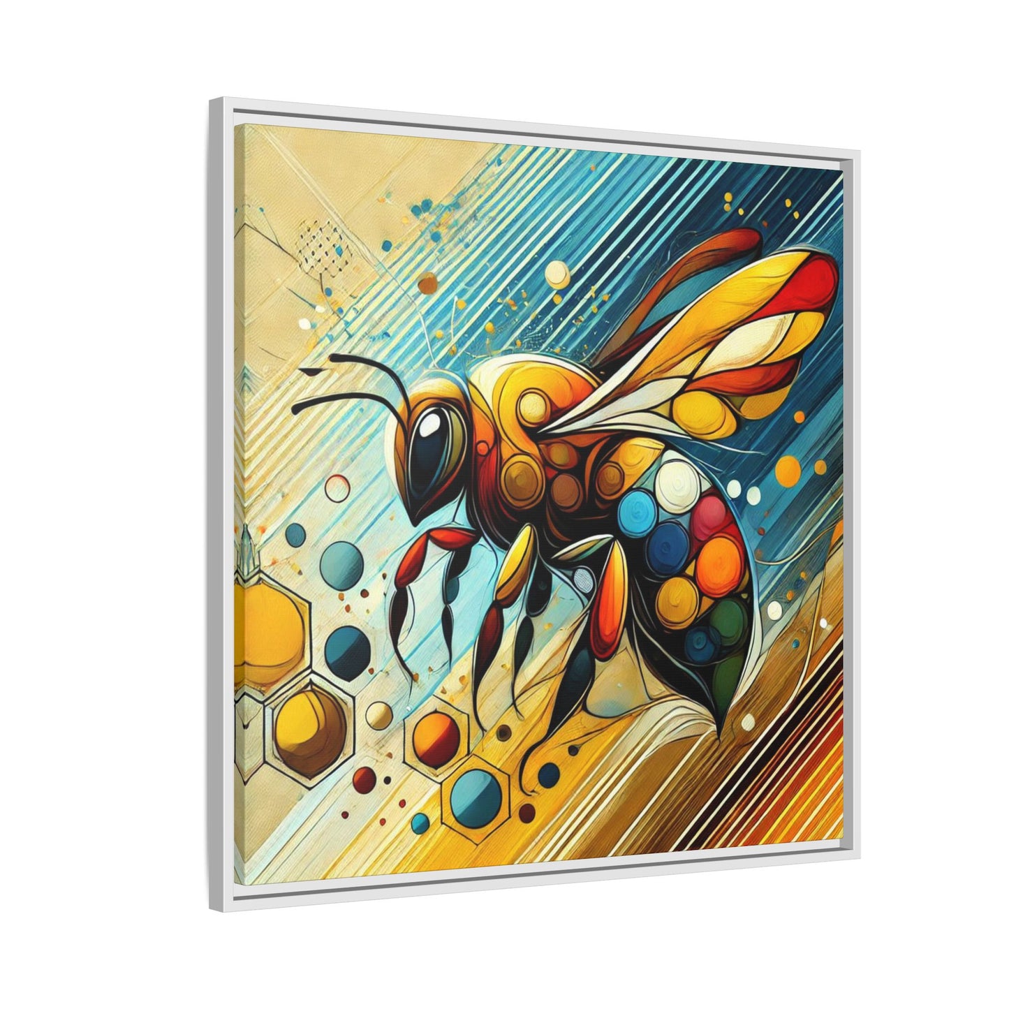 Modern Bee Print Abstract Design Unique Framed Canvas Print Insect Lover Wall Art Animal Lover Gift Nature Lover Decor 3 frame colors