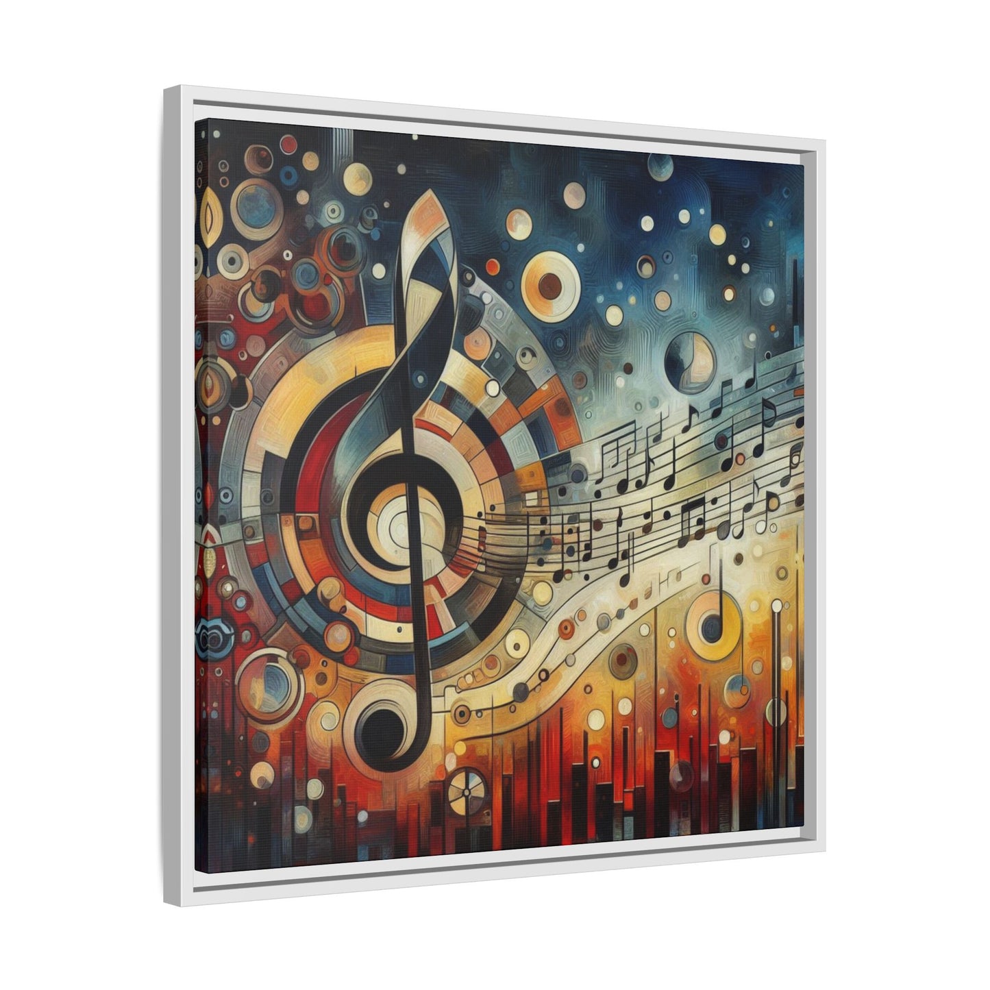 Modern Music-Themed Print Abstract Design Unique Framed Canvas Print Treble Clef Note Wall Art Music Lover Gift Decor 3 frame colors