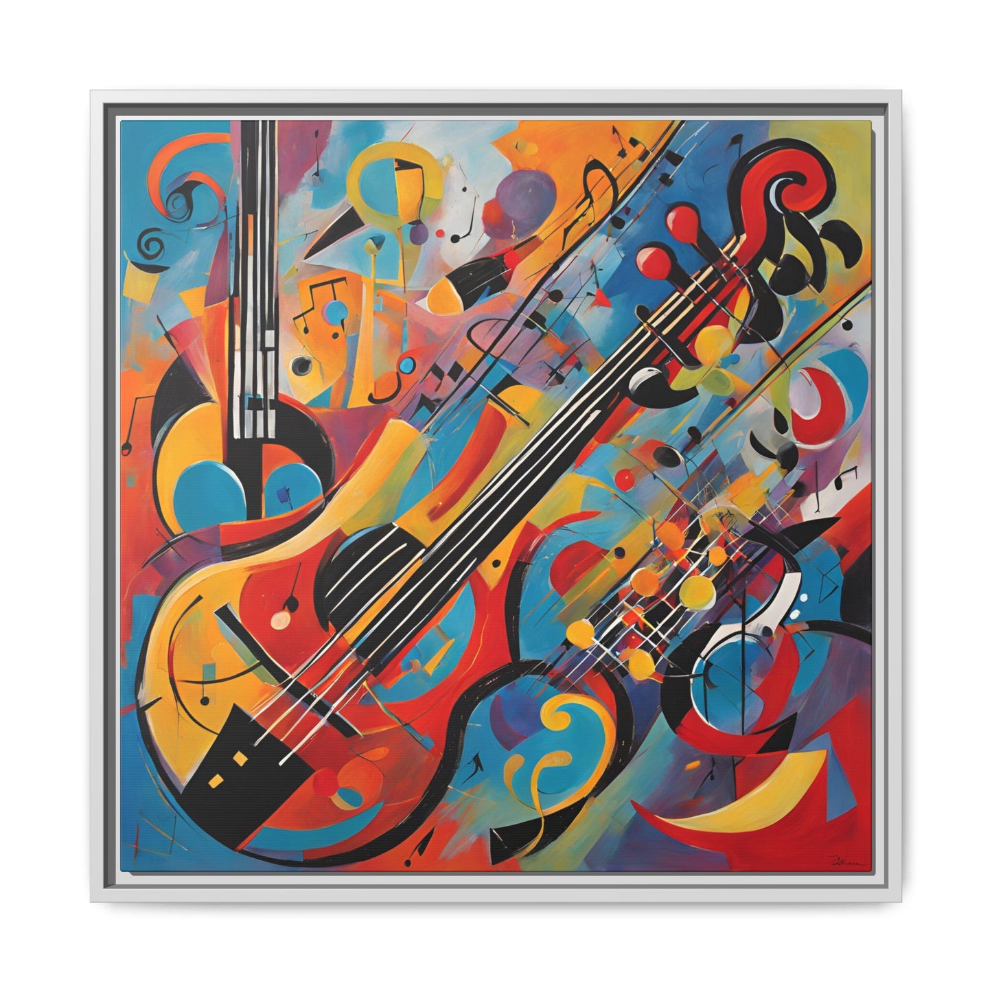 Modern Music-Themed Print Abstract Design Unique Framed Canvas Print Guitar Wall Art Music Lover Gift Decor 3 frame colors