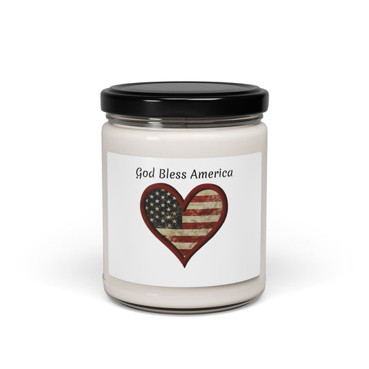 God Bless America Heart-shaped Flag Scented Soy Candle, 9oz