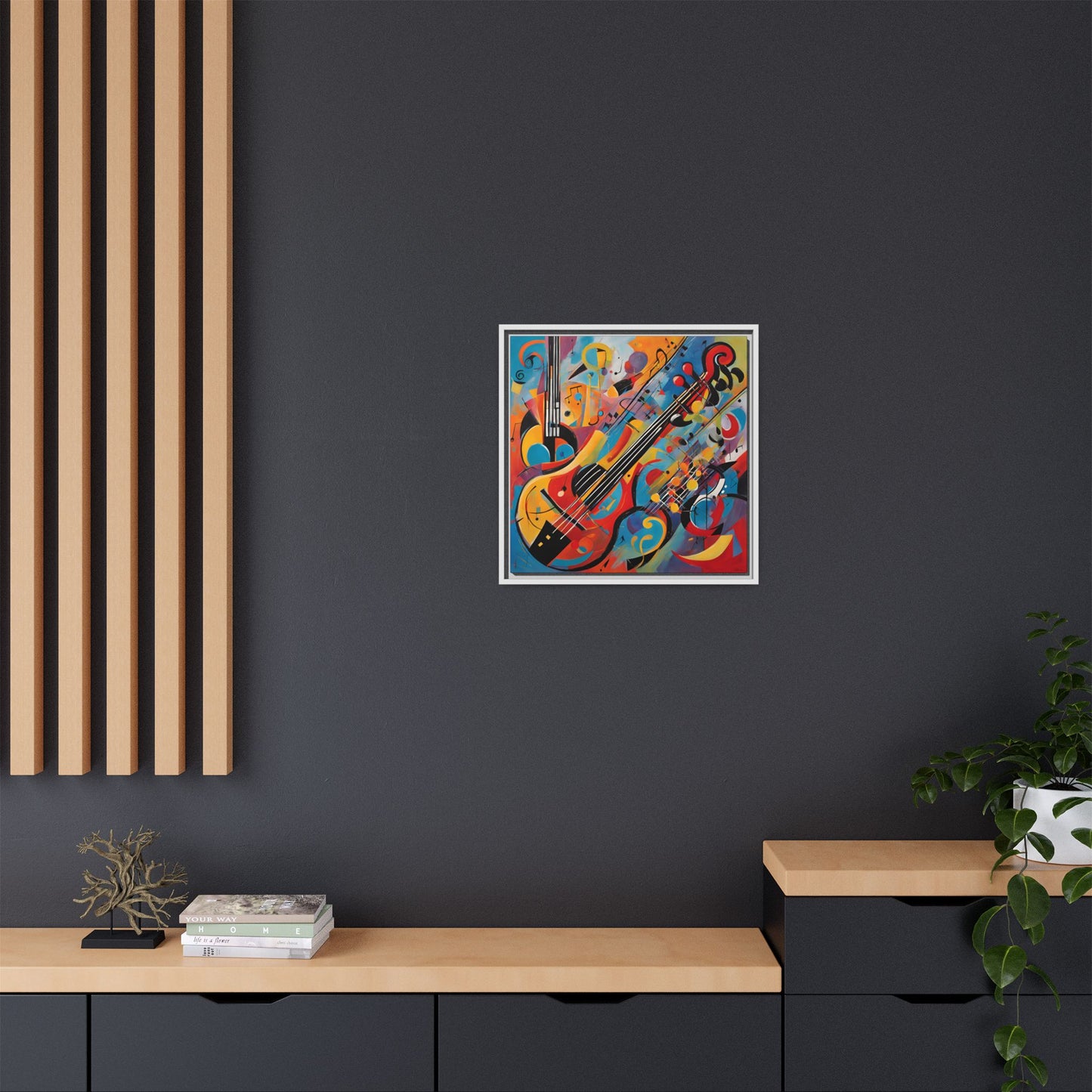 Modern Music-Themed Print Abstract Design Unique Framed Canvas Print Guitar Wall Art Music Lover Gift Decor 3 frame colors
