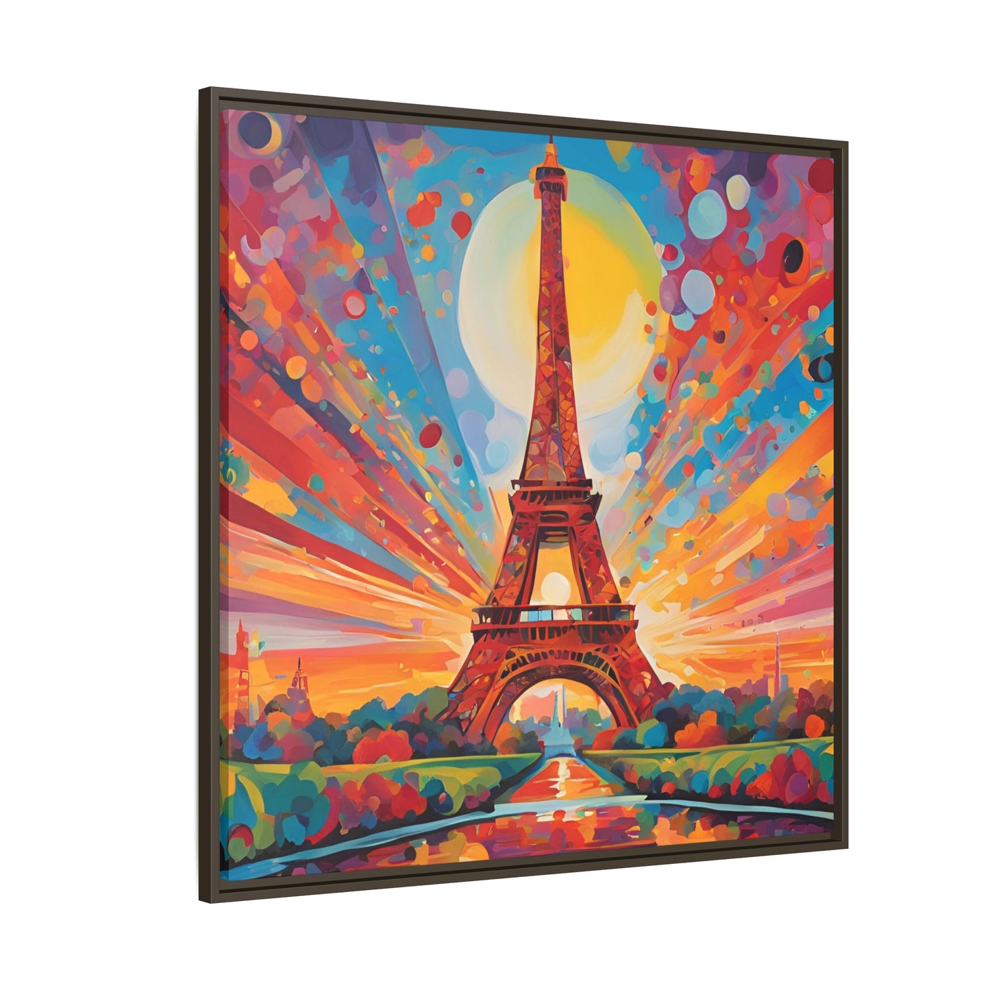 Modern Abstract Eiffel Tower Design Unique Framed Colorful Canvas Landscape Wall Art Paris France Gift Nature Lover Gift 3 frame colors