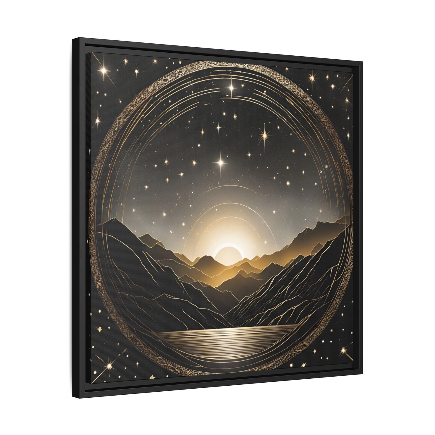 Boho Celestial Design Unique Framed Canvas Wall Art Sun and Stars Astrological Gift Nature Lover Gift Astronomy Gift 3 frame color choices