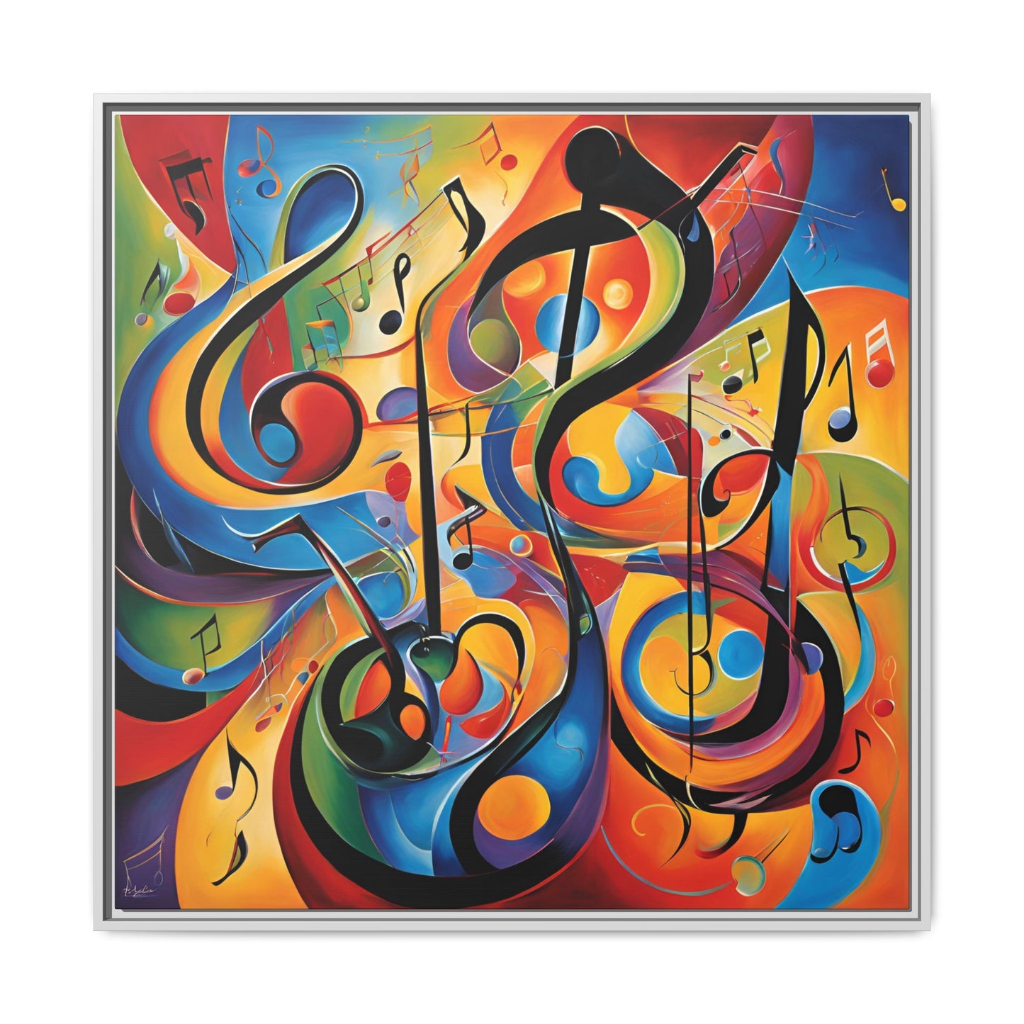 Modern Music-Themed Print Abstract Design Unique Framed Canvas Print Treble Clef Note Wall Art Music Lover Gift Decor 3 frame colors