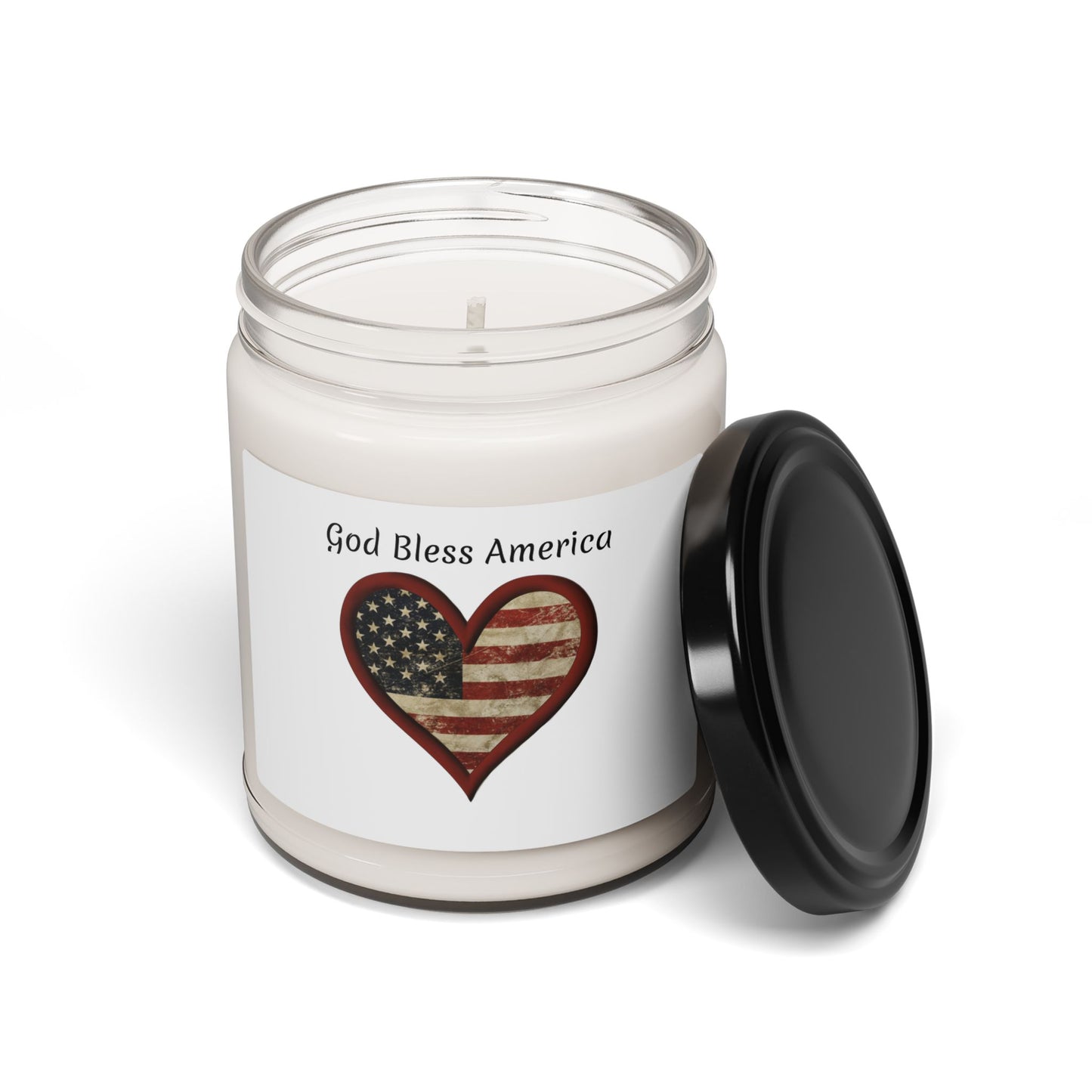 God Bless America Heart-shaped Flag Scented Soy Candle, 9oz