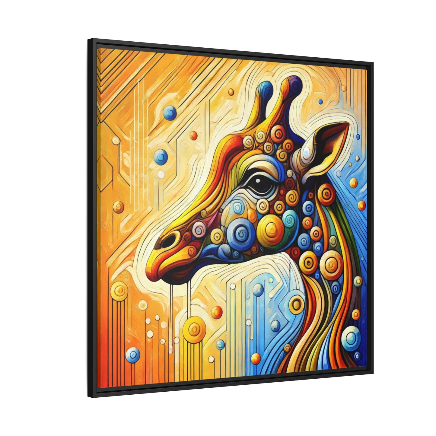 Modern Giraffe Print Abstract Design Unique Framed Canvas Print African Wall Art Animal Lover Gift Nature Lover Decor 3 frame colors