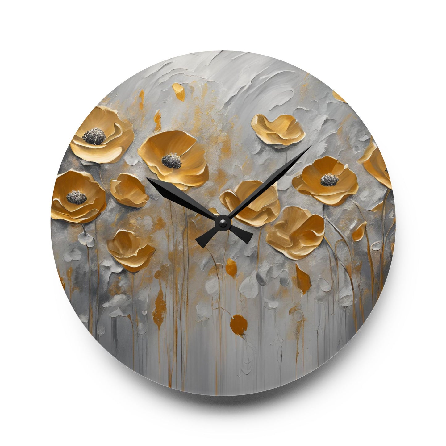 Floral Design Acrylic Clock Unique Colorful Wall Clock for Kitchen or Living Room Nature Lover Field of Flowers Gardener Gift