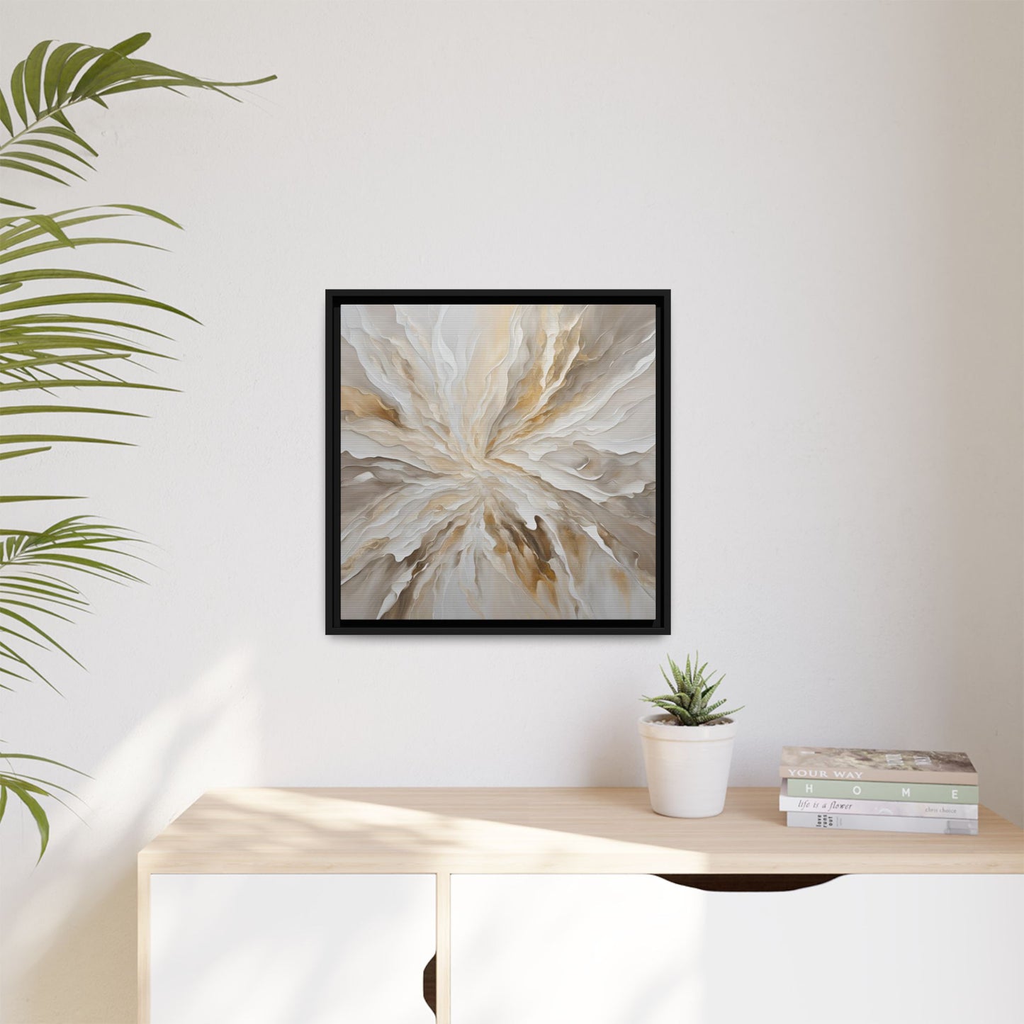 Modern Abstract Floral Design Unique Framed Canvas Wall Art Starburst Gift Nature Lover Gift Garden Lover Gift 3 frame colors