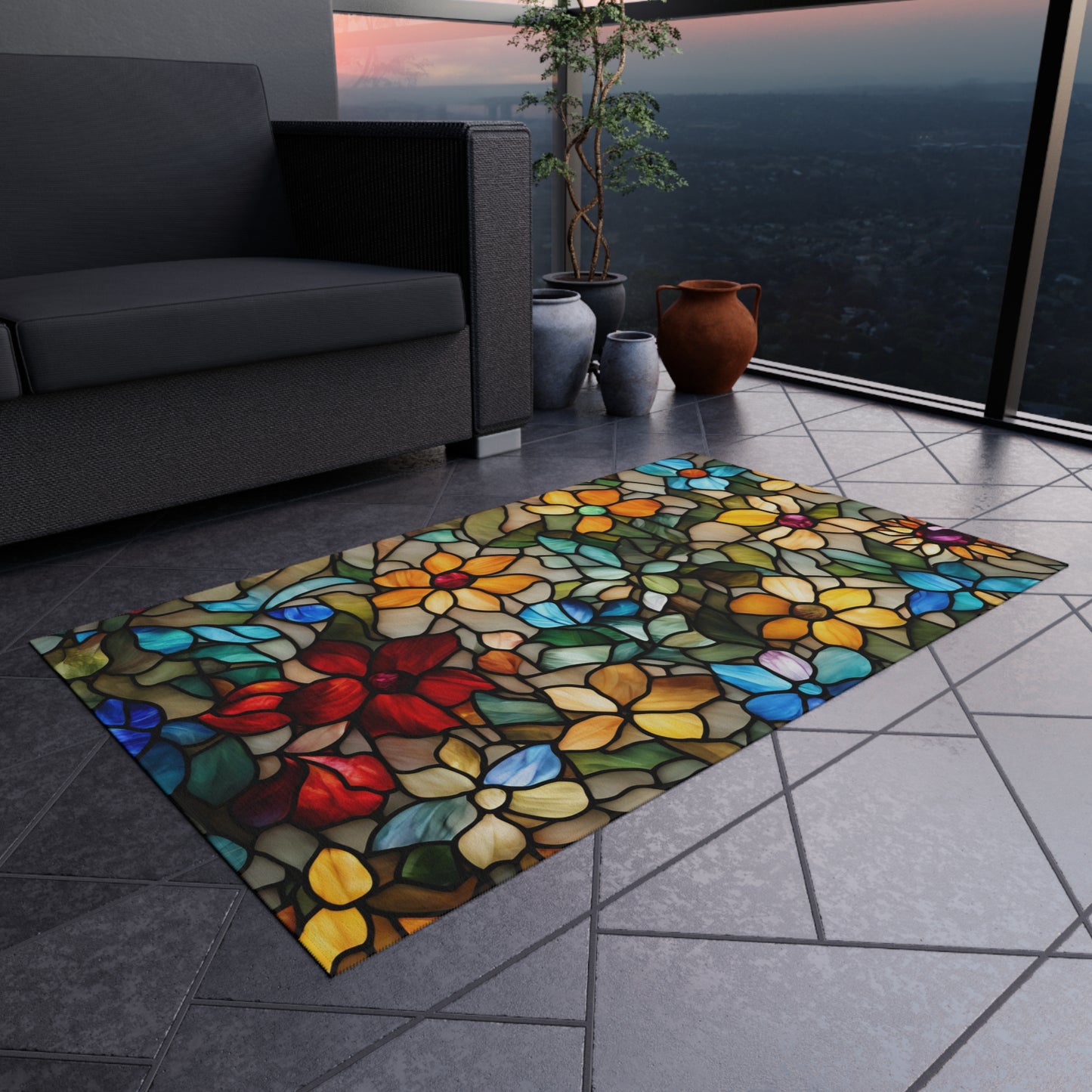 Chenille Outdoor Rug with No-Skid Backing Cozy Outdoor Carpet Patio Decor Gazebo Rug Pool Area Decor Outdoor Kitchen Carpet