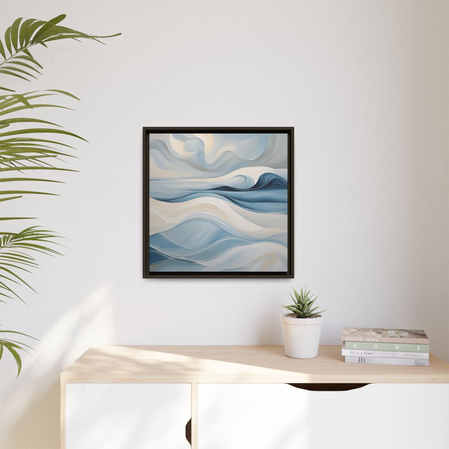 Modern Abstract Wave Design Unique Framed Canvas Wall Art Ocean Beach Gift Nature Lover Gift Underwater Sea Lover Gift 3 frame colors