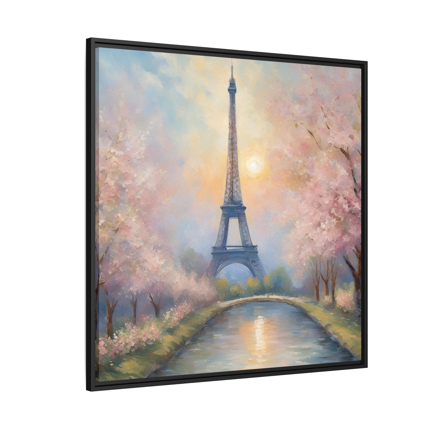 Modern Abstract Pastel Eiffel Tower Design Unique Framed Colorful Canvas Landscape Wall Art Paris France Gift Landscape Gift 3 frame colors