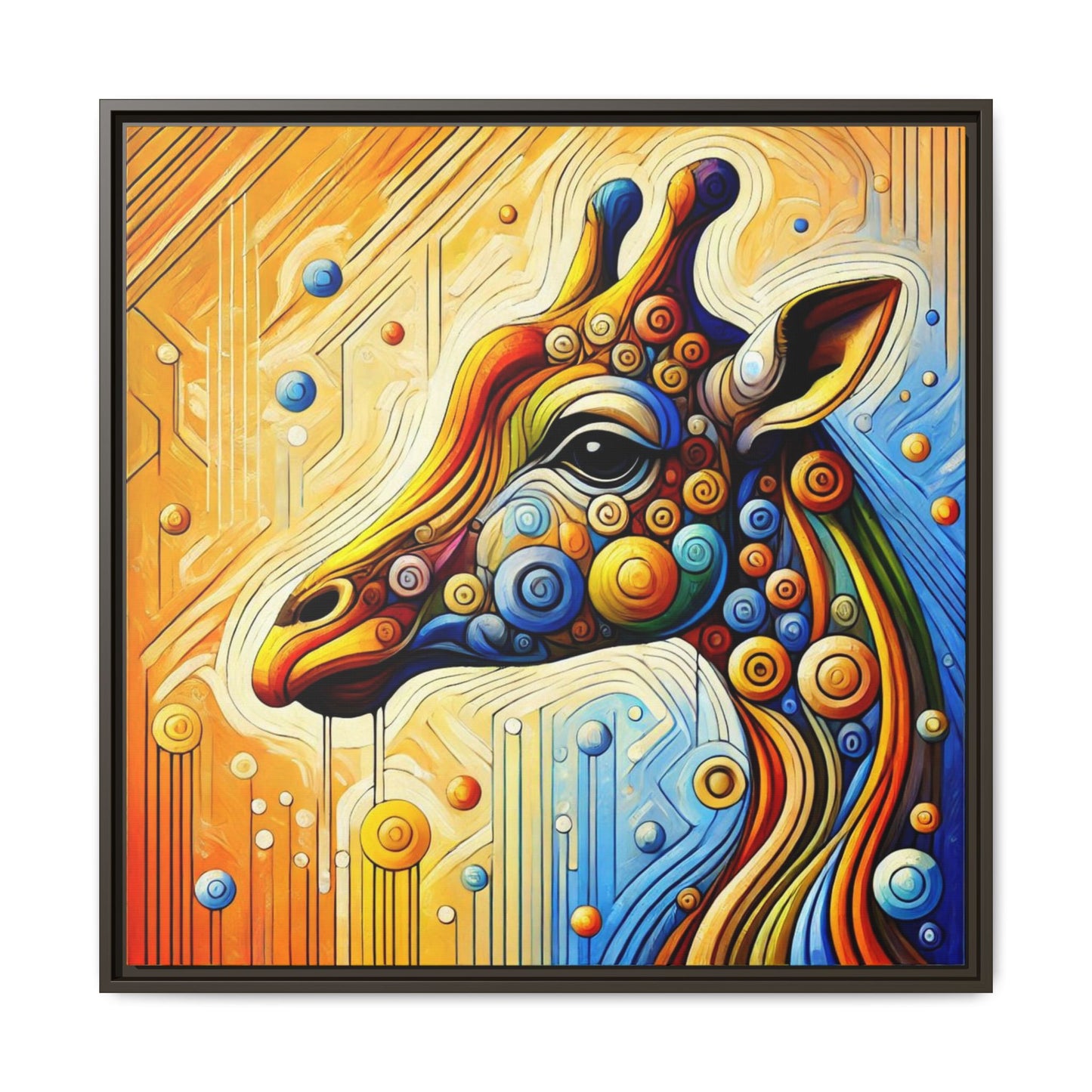 Modern Giraffe Print Abstract Design Unique Framed Canvas Print African Wall Art Animal Lover Gift Nature Lover Decor 3 frame colors