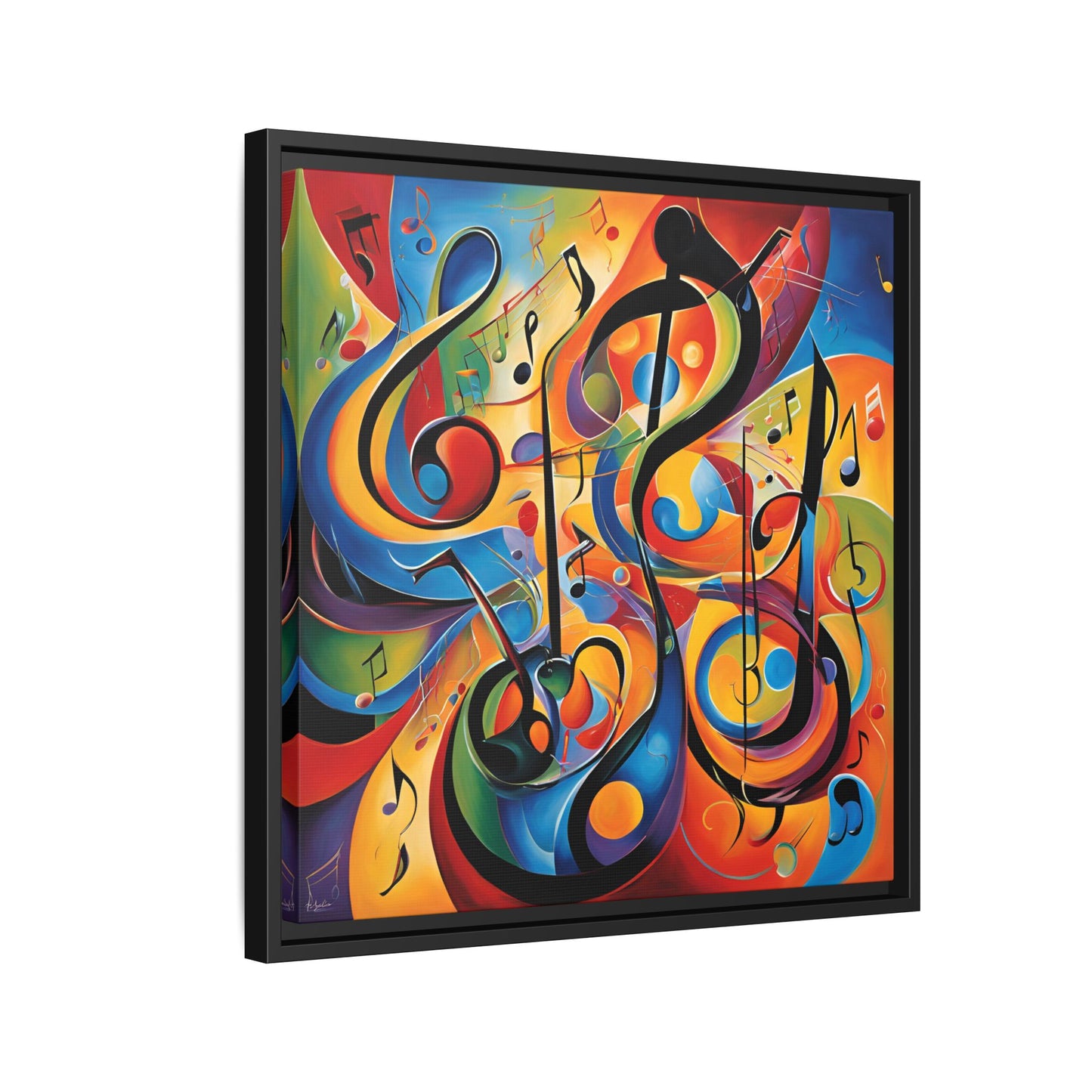Modern Music-Themed Print Abstract Design Unique Framed Canvas Print Treble Clef Note Wall Art Music Lover Gift Decor 3 frame colors