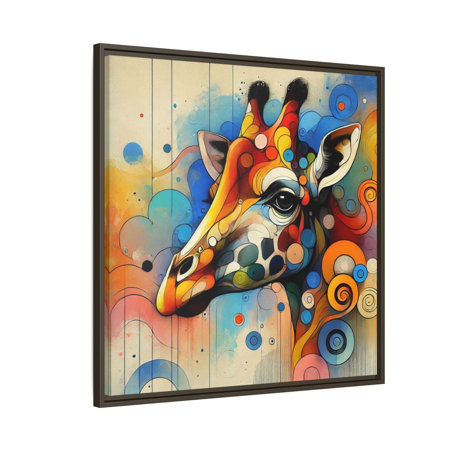 Modern Giraffe Print Abstract Design Unique Framed Canvas Print African Wall Art Animal Lover Gift Nature Lover Decor 3 frame colors