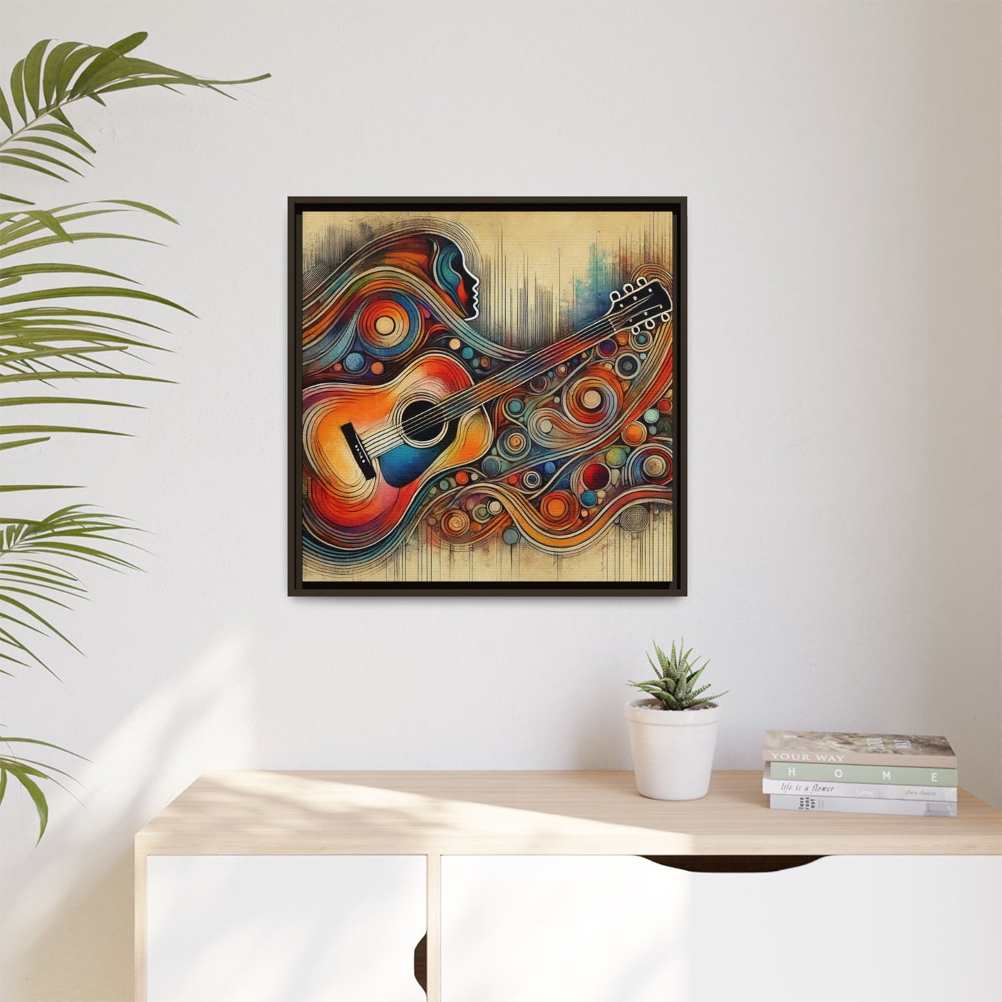 Modern Music-Themed Print Abstract Design Unique Framed Canvas Print Guitar Wall Art Music Lover Gift Decor 3 frame colors