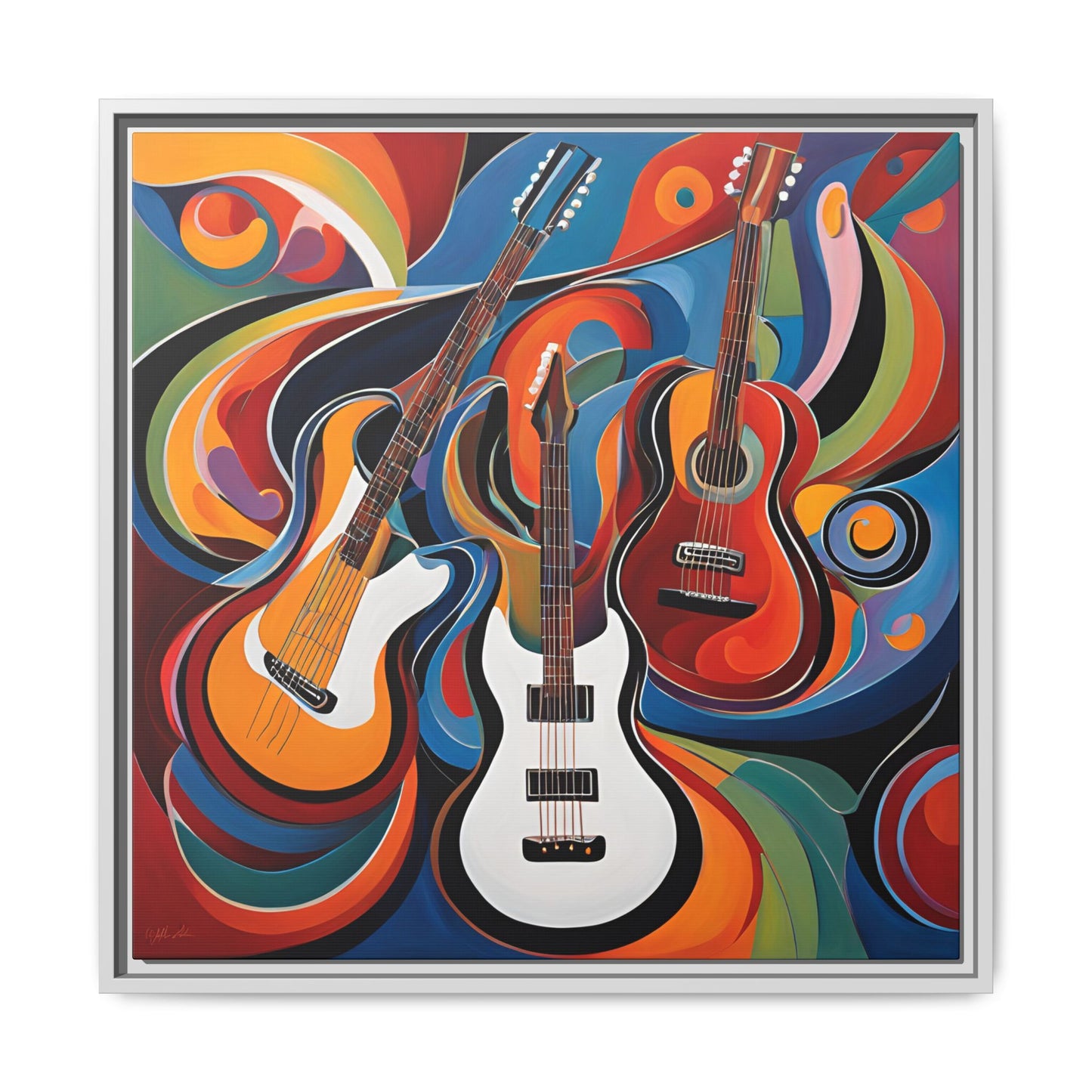 Modern Music-Themed Print Abstract Design Unique Framed Canvas Print Guitar Wall Art Music Lover Gift Decor 3 frame colors