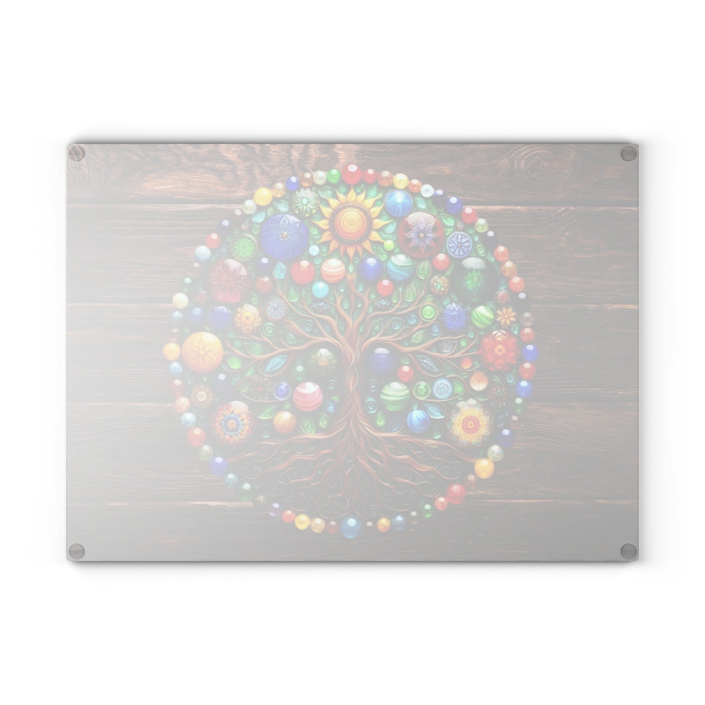 Glass Kitchen Decor Glass Cutting Board Serving Tray with Tree of Life Design Cutting Board Gift for Home Cook Glass Charcuterie Board