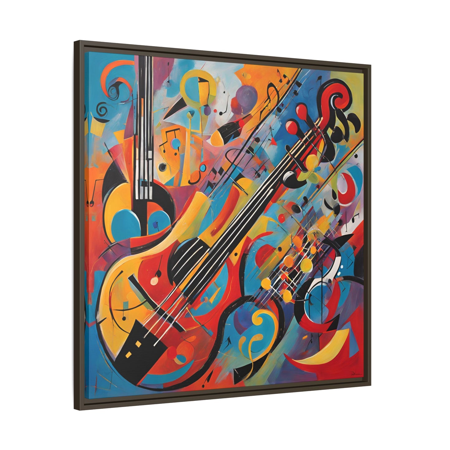 Modern Music-Themed Print Abstract Design Unique Framed Canvas Print Guitar Wall Art Music Lover Gift Decor 3 frame colors
