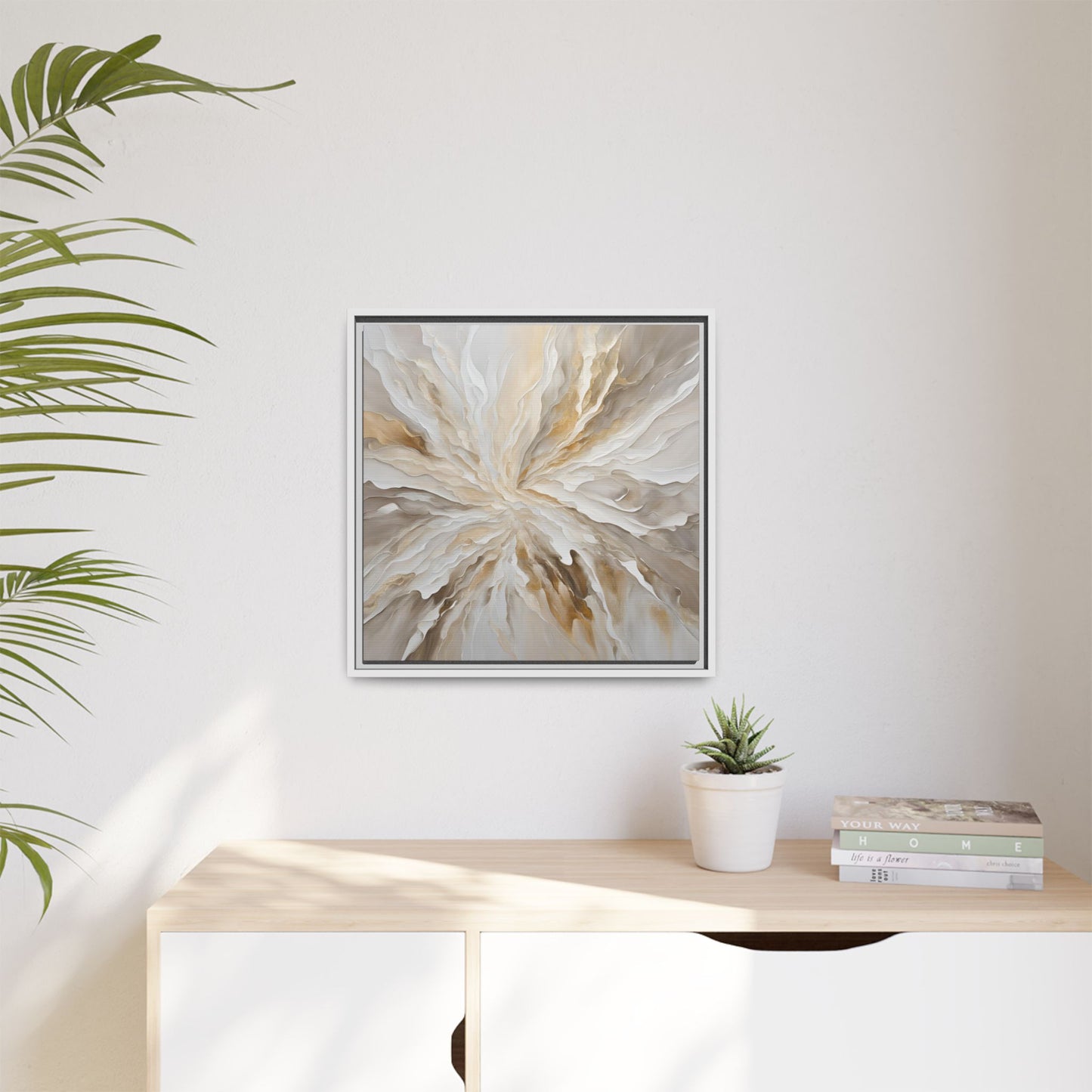 Modern Abstract Floral Design Unique Framed Canvas Wall Art Starburst Gift Nature Lover Gift Garden Lover Gift 3 frame colors