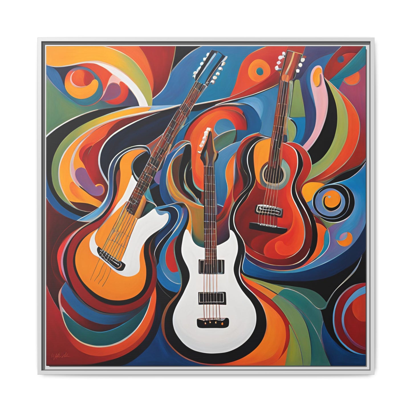 Modern Music-Themed Print Abstract Design Unique Framed Canvas Print Guitar Wall Art Music Lover Gift Decor 3 frame colors