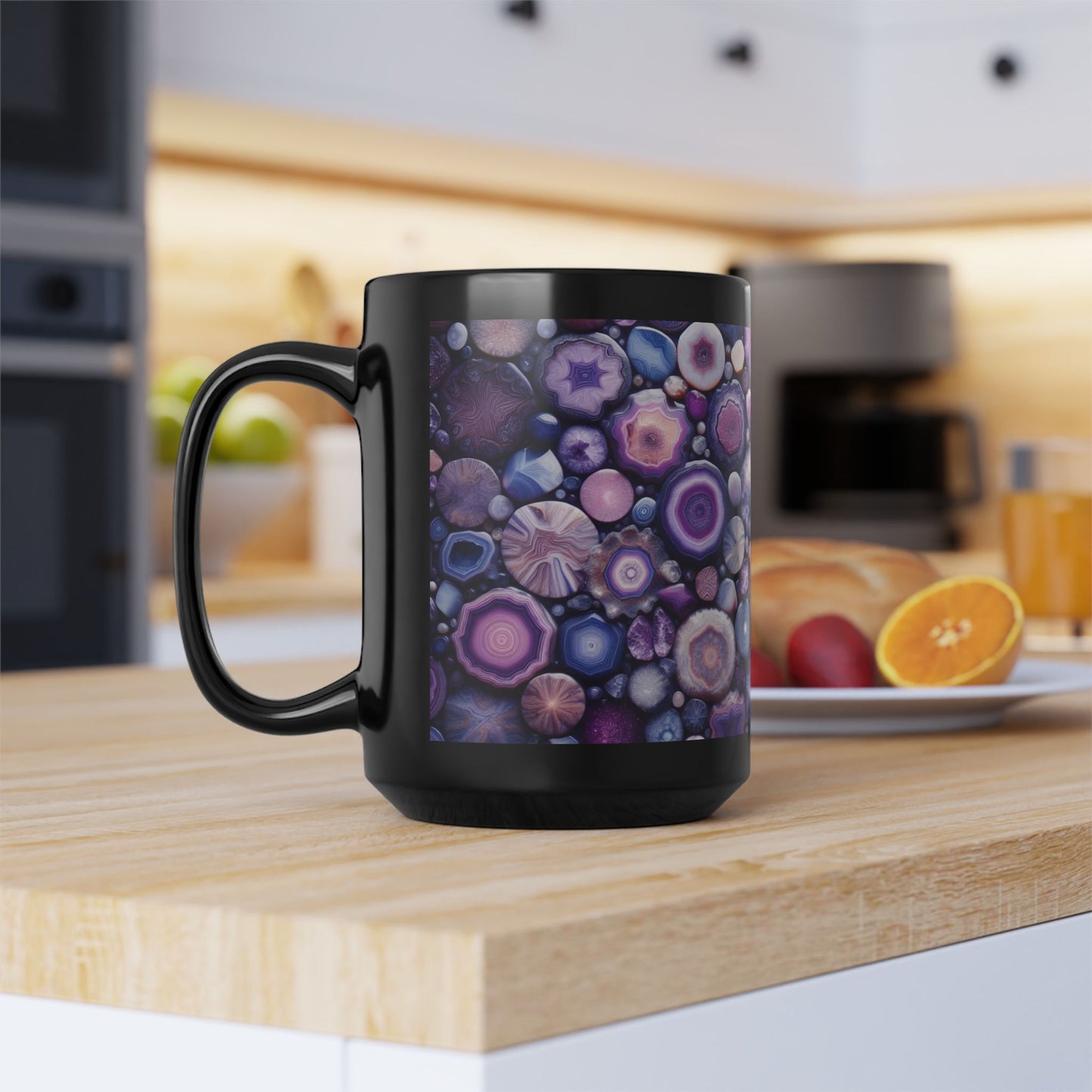 Ceramic Coffee Mug Purple Amethyst Quartz-Inspired Image Nature Rock Lover Ceramic Tea Cup Geode Inspired Agate Look Ceramic Mug