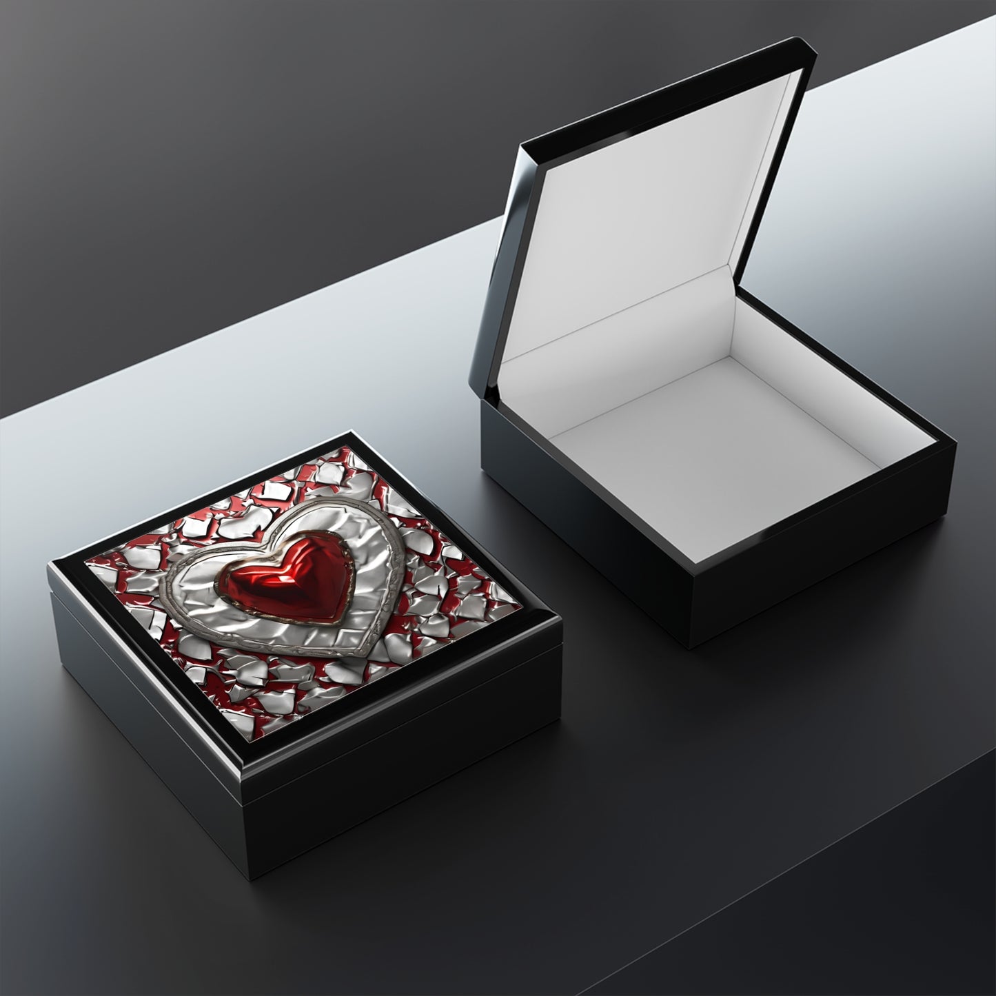 Unique Heart Art Print Design Jewelry Box Trinket Box Bedroom Dresser Decor Vanity Gift Box - 3 colors to choose from