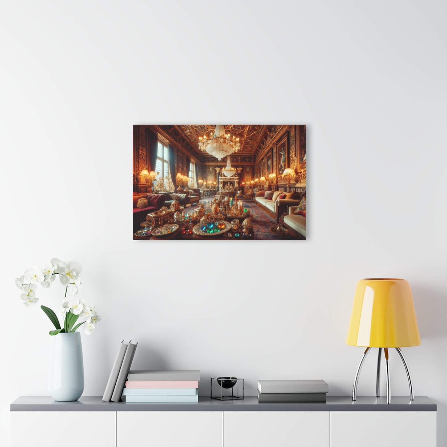Royal Palace Design Acrylic Gold and Gemstone Drawing Room Print Castle Lover Wall Art Gift Jewel Artwork Modern Garden Home Decor