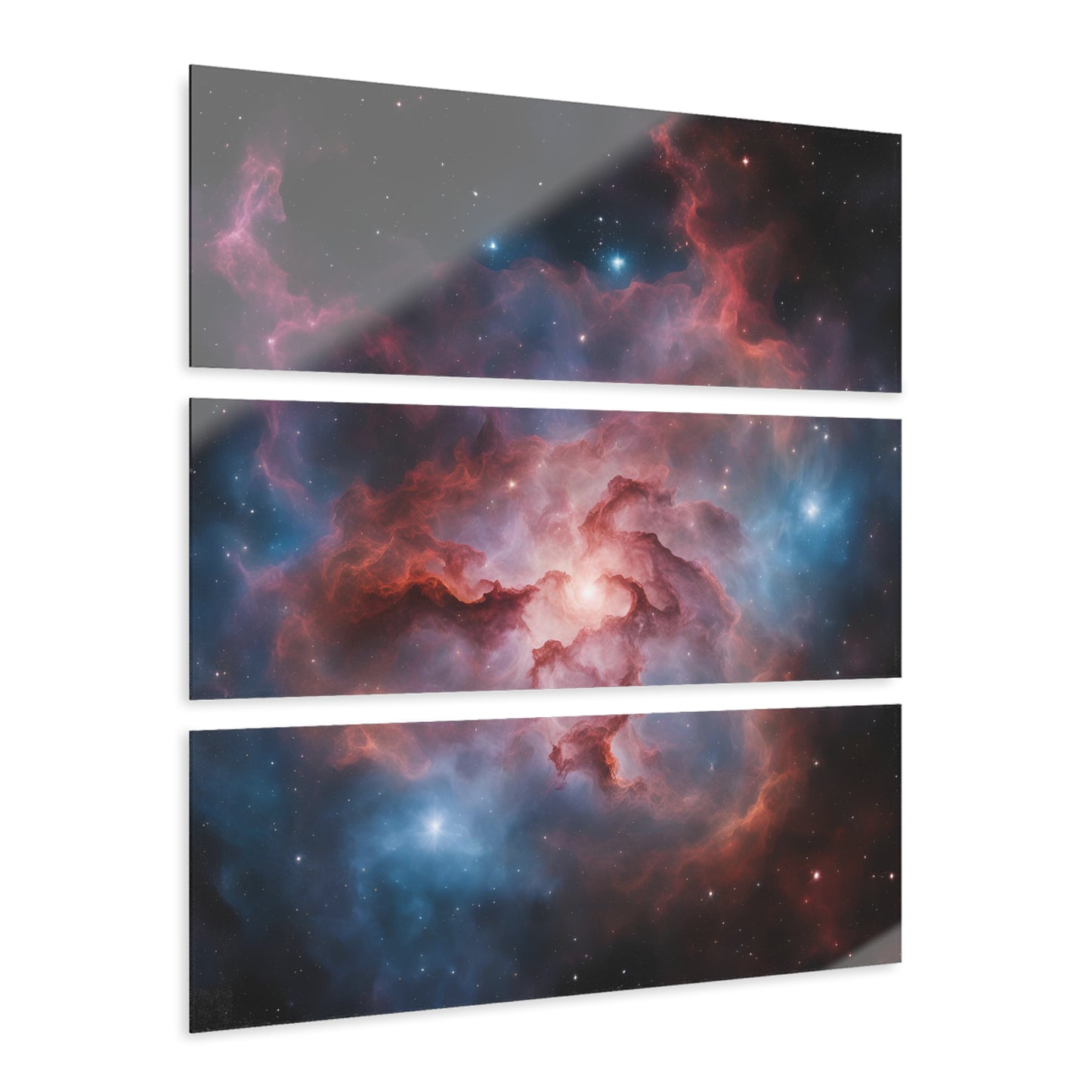 Celestial Deep Space Galaxy Nebula Design Triptych Acrylic Print Wall Art Unique Alternate Universe Decor Stargazer Cosmic Gift