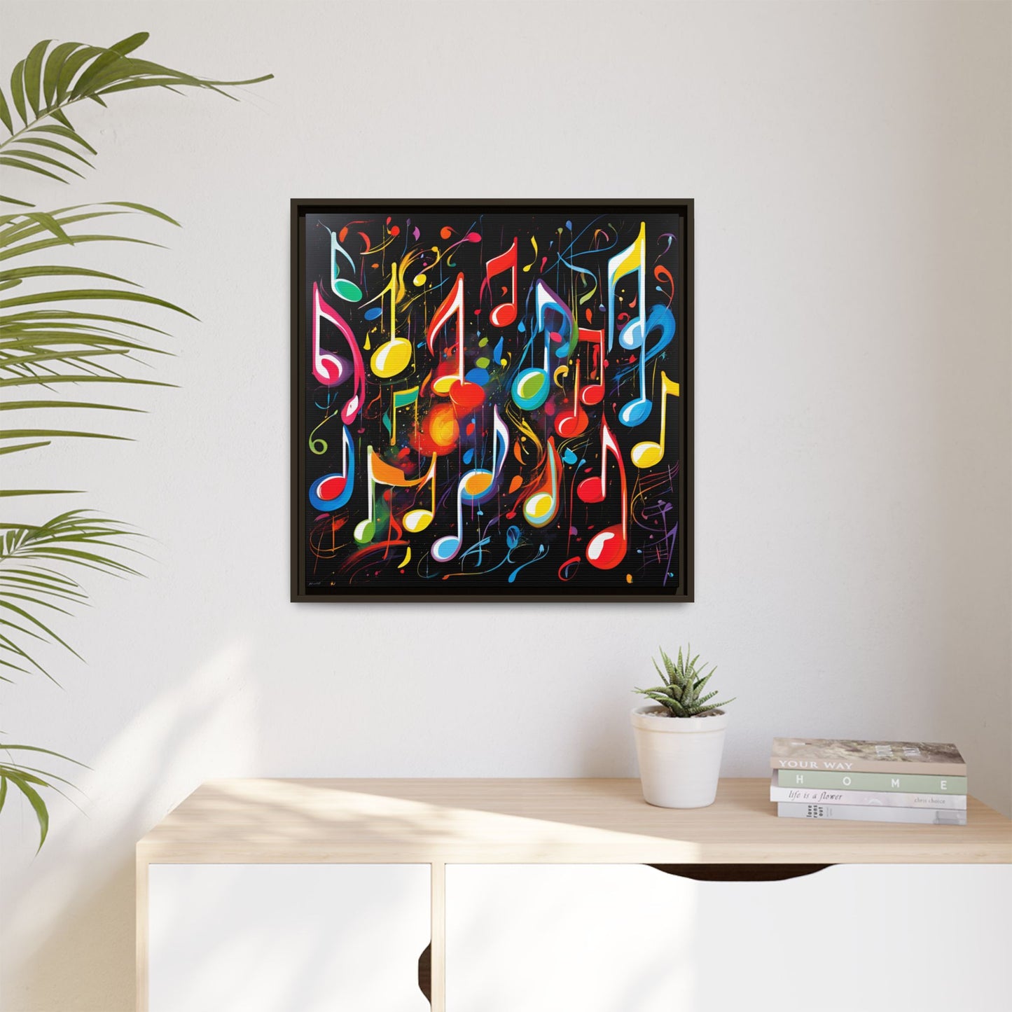 Modern Music-Themed Print Abstract Design Unique Framed Canvas Print Treble Clef Note Wall Art Music Lover Gift Decor 3 frame colors