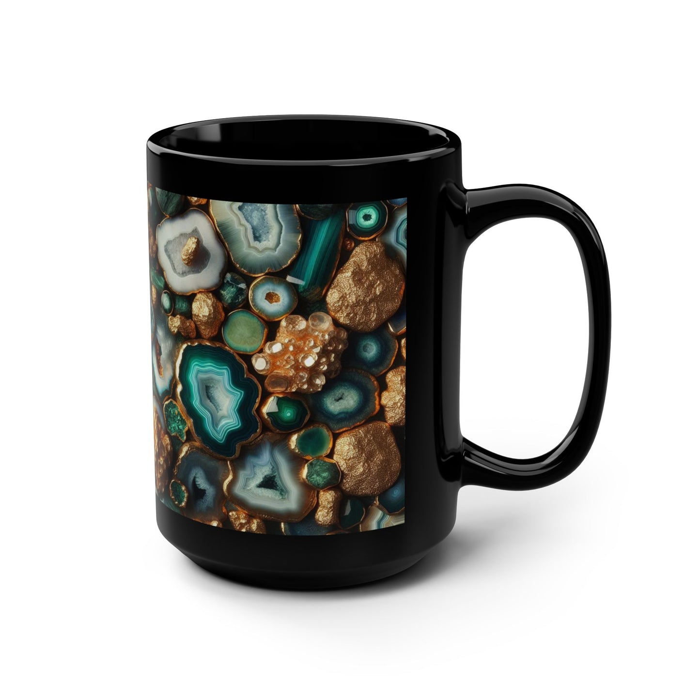 Ceramic Coffee Mug Quartz-Inspired Agate Image Nature Lover Ceramic Unique Colorful Teacup Geode Rock Gemstone Lover Ceramic 15 oz Mug