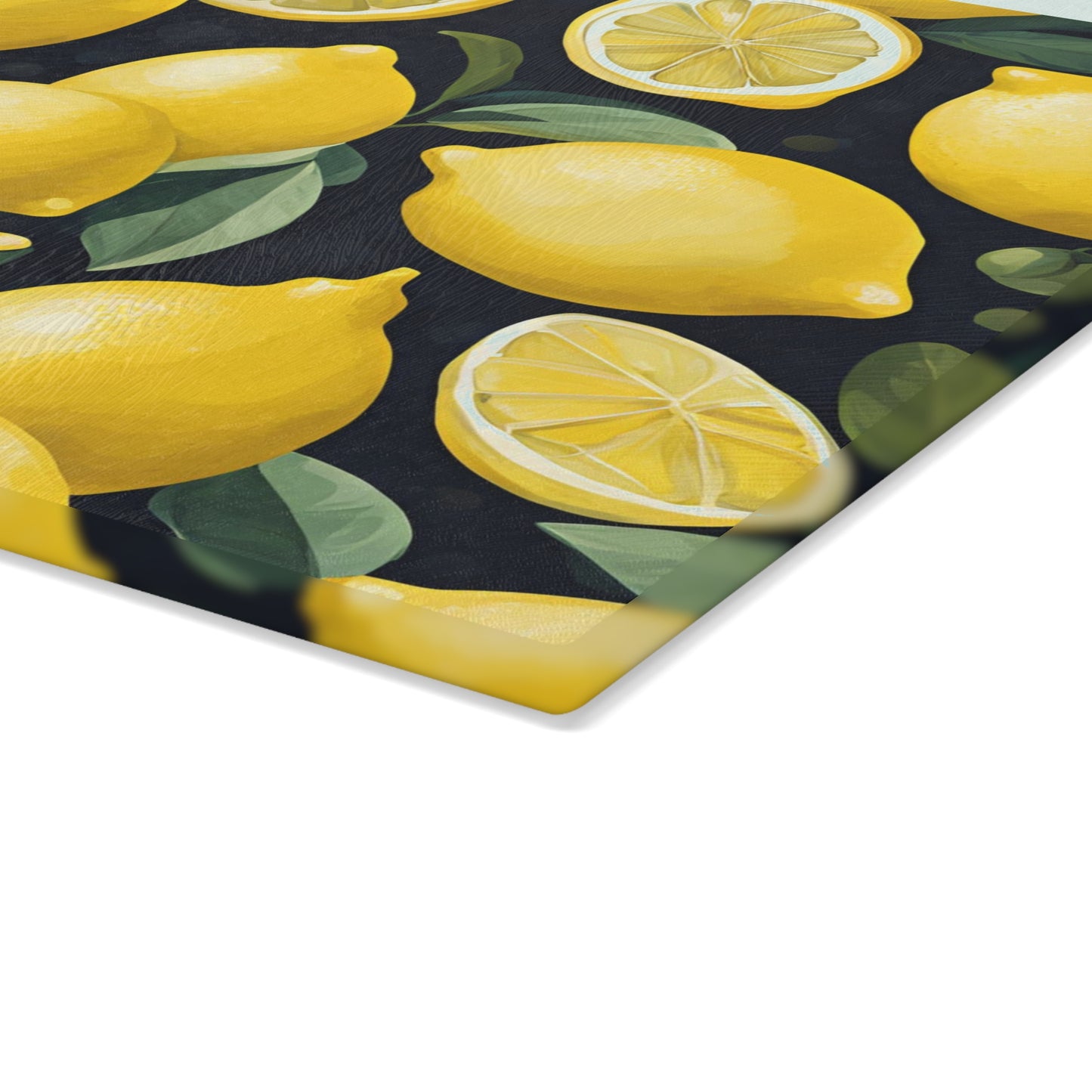 Kitchen Decor Glass Cutting Board Serving Tray with Lemons Pattern Cutting Board Gift for Home Cook Charcuterie Board