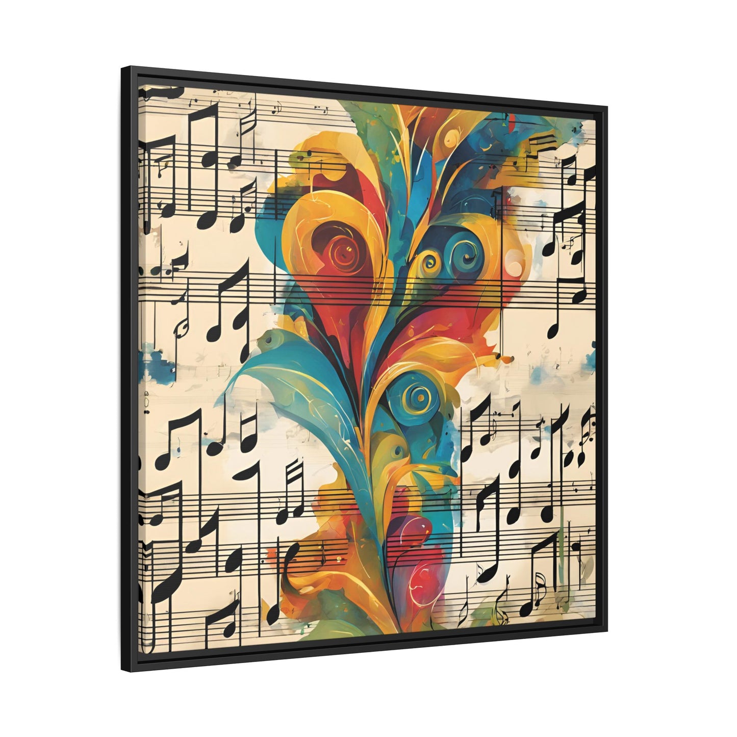 Modern Sheet Music-Themed Print Abstract Design Unique Framed Canvas Print Treble Clef Note Wall Art Music Lover Gift Decor 3 frame colors