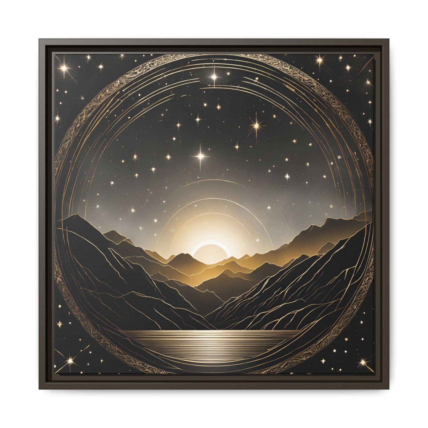 Boho Celestial Design Unique Framed Canvas Wall Art Sun and Stars Astrological Gift Nature Lover Gift Astronomy Gift 3 frame color choices