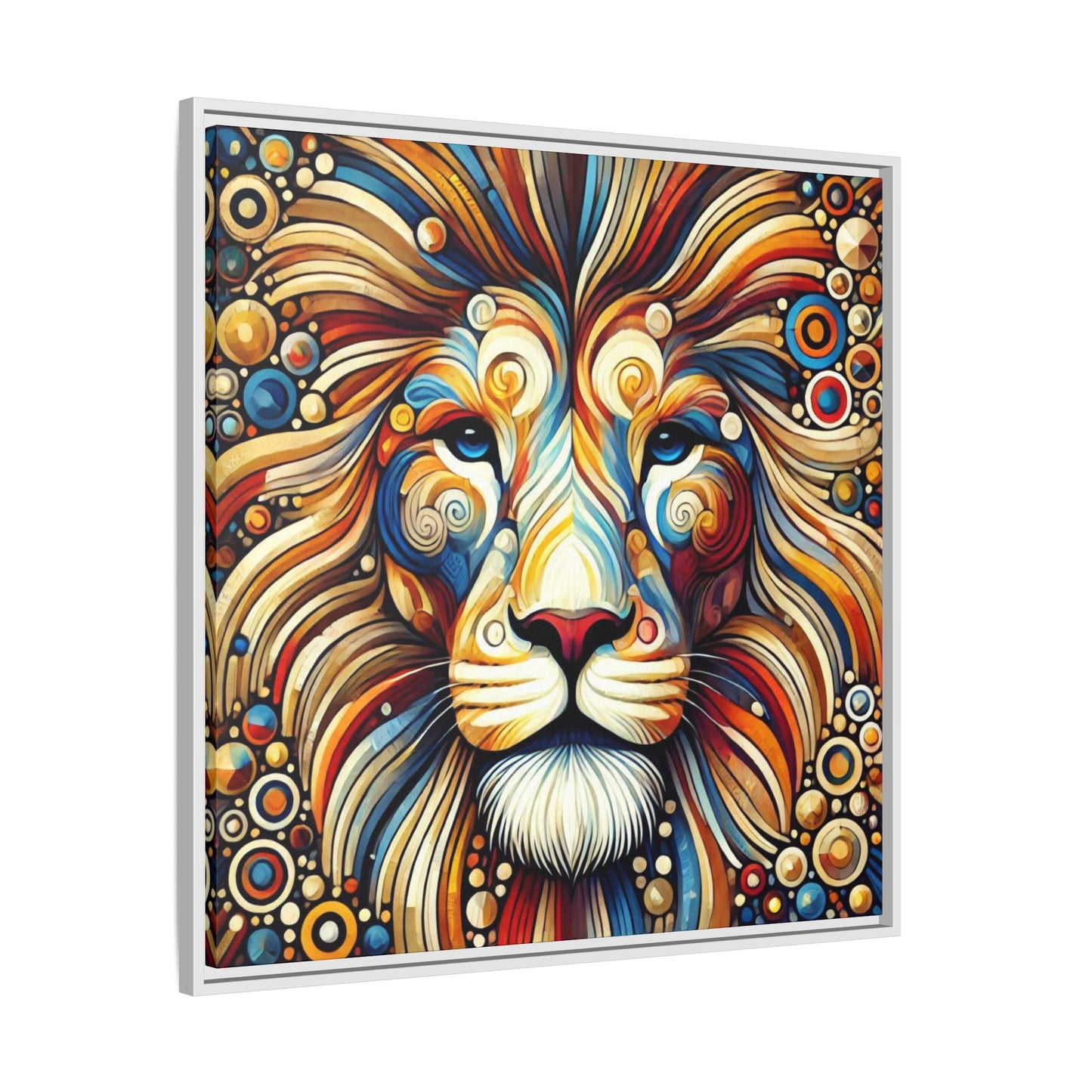 Modern Lion Print Abstract Design Unique Framed Canvas Print King of Jungle Wall Art Animal Lover Gift Nature Lover Decor 3 frame colors