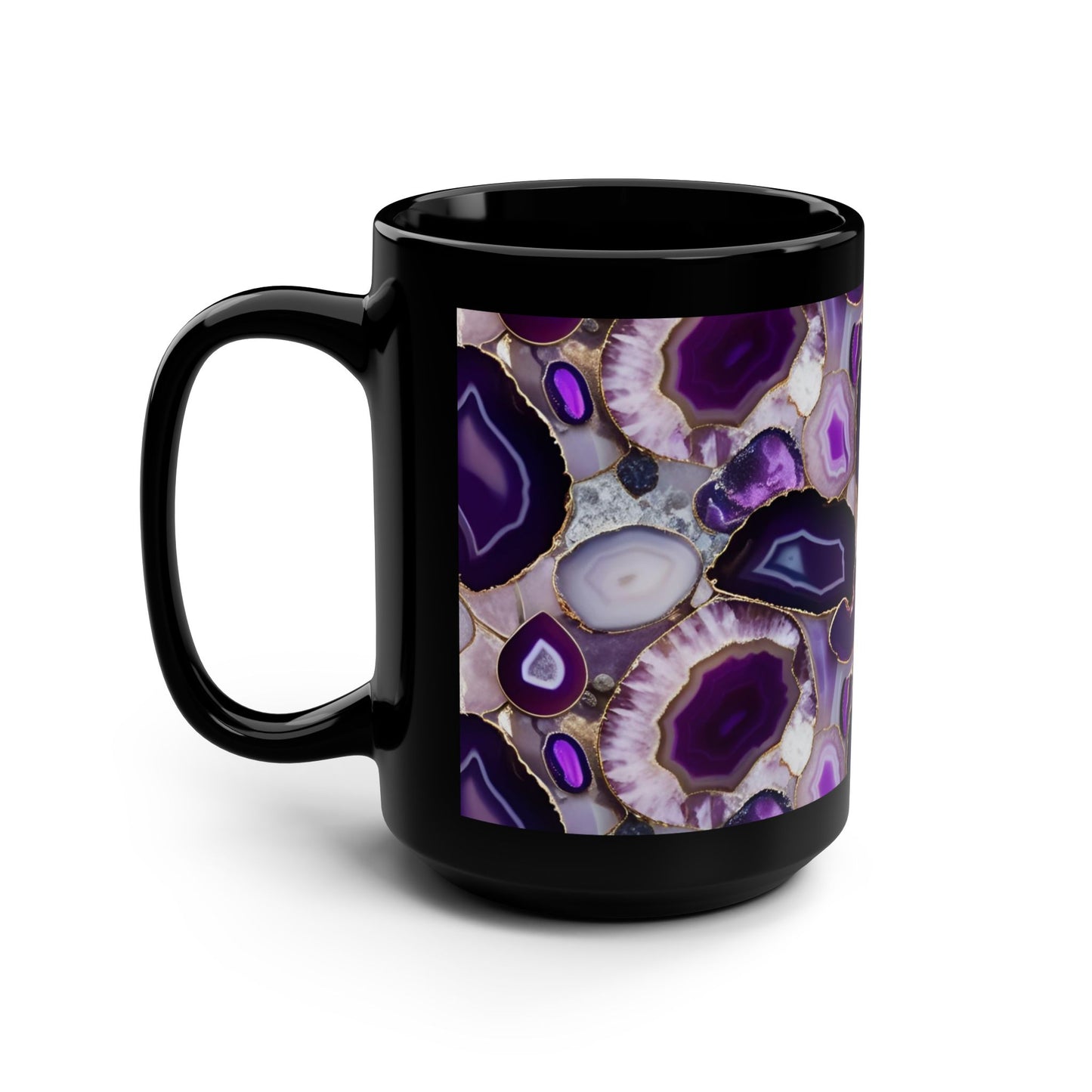 Ceramic Coffee Mug Purple Amethyst Quartz-Inspired Image Nature Rock Lover Ceramic Tea Cup Geode Inspired Agate Look Ceramic Mug