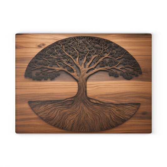 Glass Kitchen Decor Glass Cutting Board Serving Tray with Tree of Life Design Cutting Board Gift for Home Cook Glass Charcuterie Board