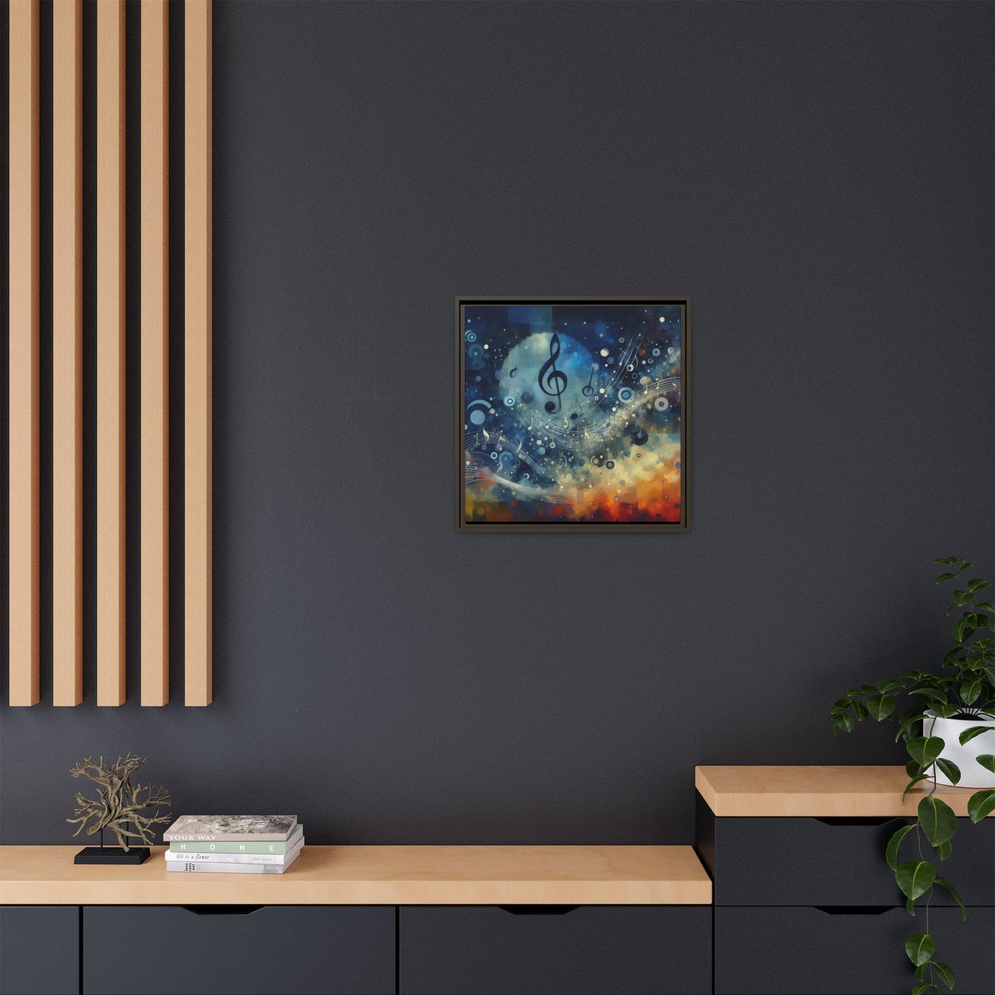 Modern Music-Themed Print Abstract Design Unique Framed Canvas Print Treble Clef Note Wall Art Music Lover Gift Decor 3 frame colors