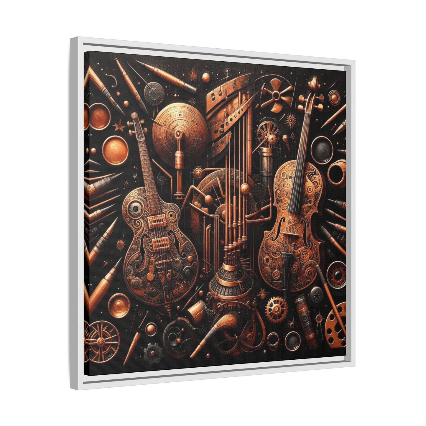 Modern Music-Themed Print Abstract Design Unique Framed Canvas Print Steampunk Wall Art Music Lover Gift Decor 3 frame colors