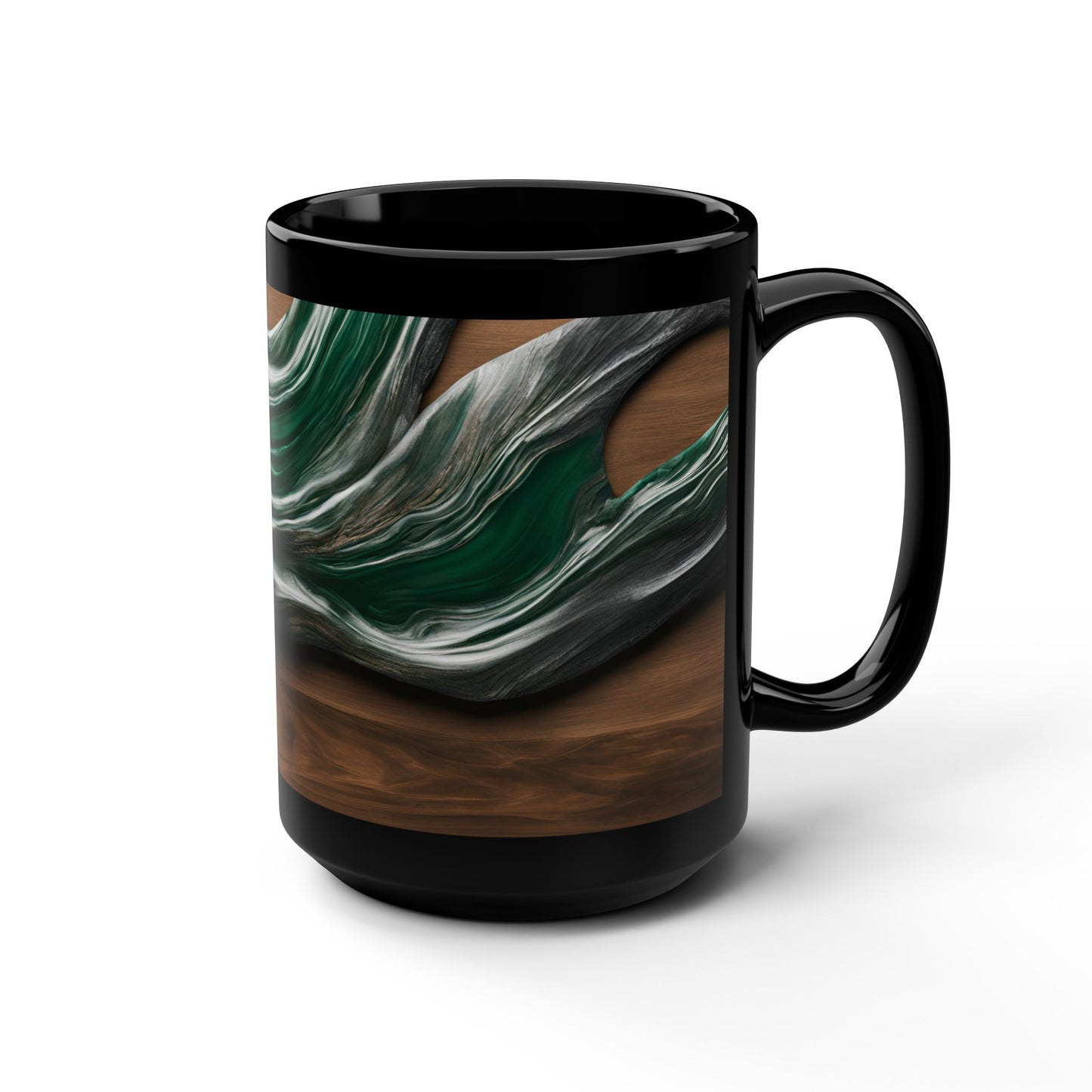Ceramic Coffee Mug Wood-Inspired Image Nature Lover Ceramic Teacup Gardener Gift Colorful Unique Wave-look 15oz Ceramic Mug