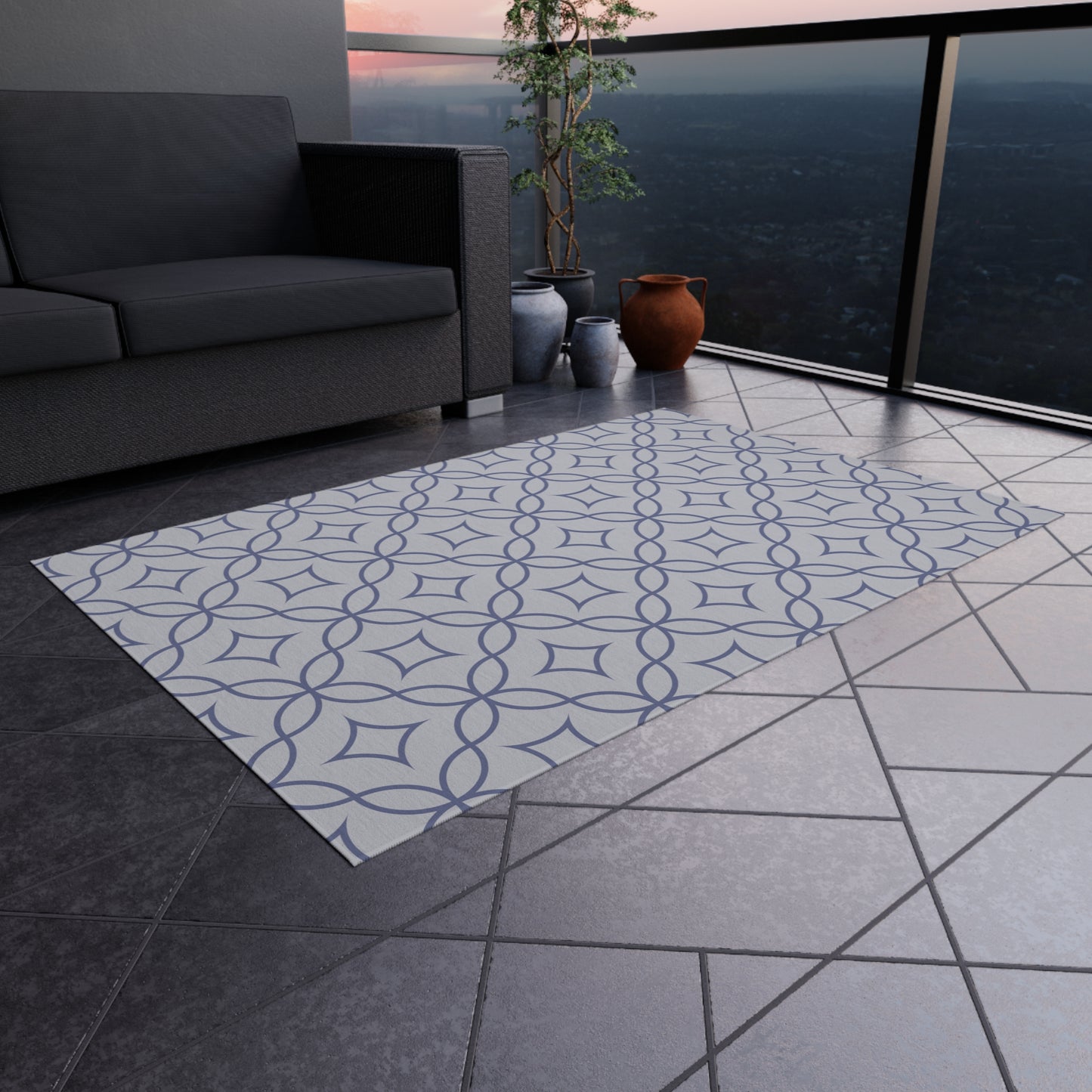 Chenille Outdoor Rug with No-Skid Backing Cozy Outdoor Carpet Grey Patio Decor Gazebo Rug Pool Area Decor Outdoor Kitchen Carpet