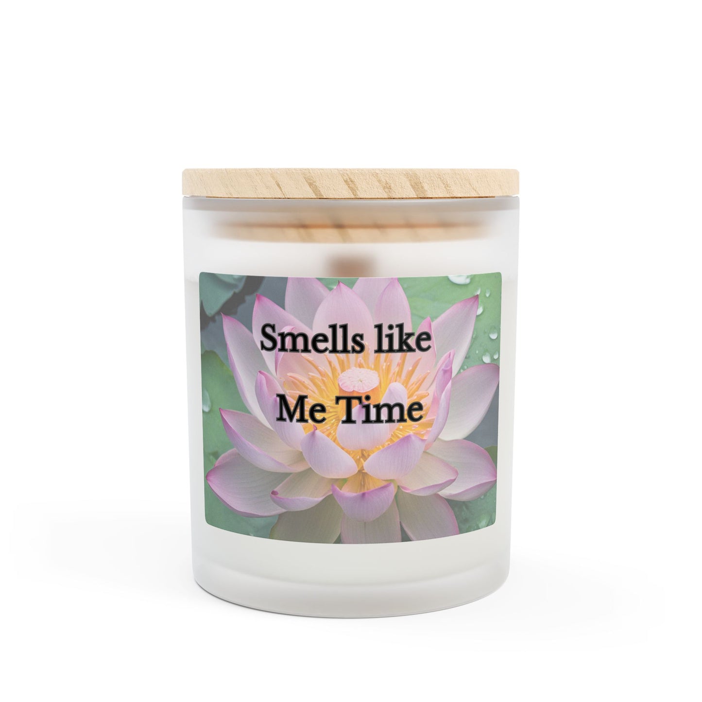 Artisanal Coconut Soy Frosted Glass Candle with Wooden Wick and Raw Maple Lid 11 oz Hand Poured Funny Me Time Candle 50 hrs burn time