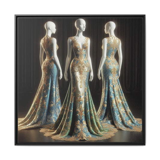 Fashion Formal Runway Dress Framed Canvas Print Wall Art Unique Fashion Designer Style Haute Couture Fashionista Gift Decor 3 Frame Colors