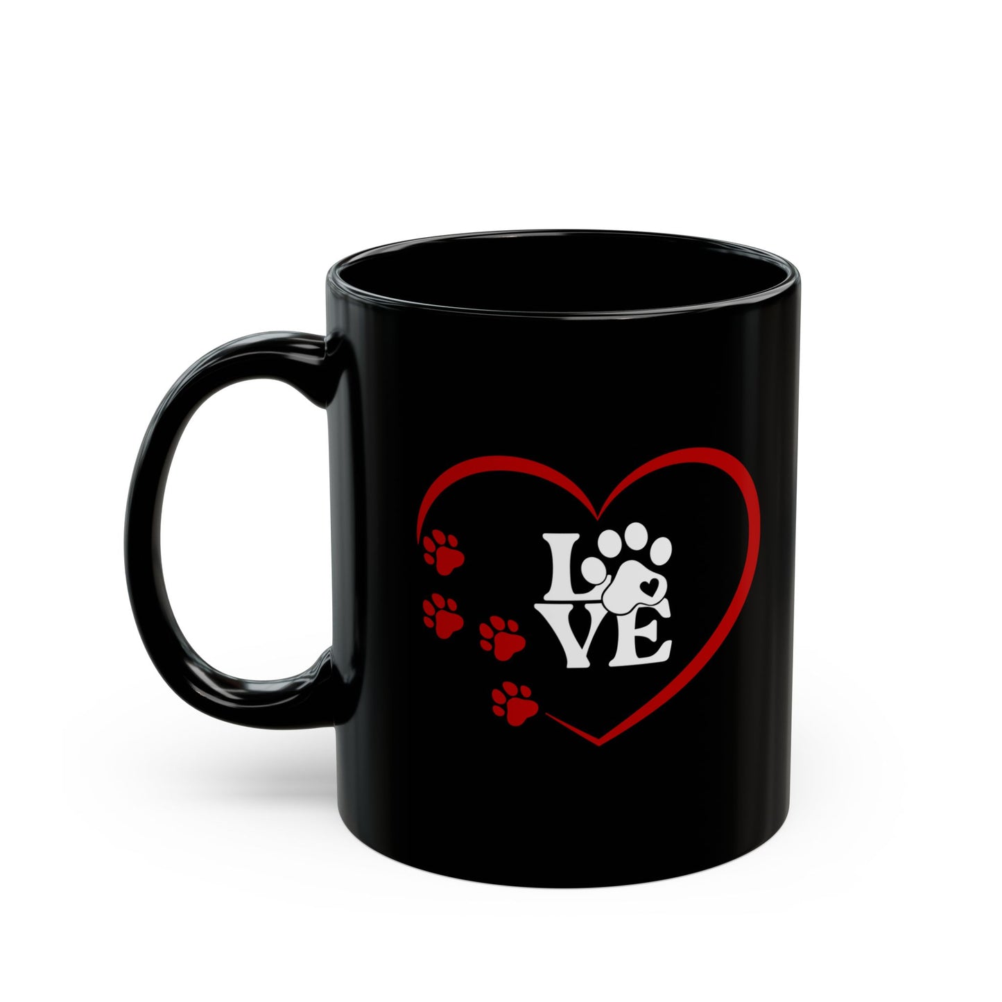 Dog or Cat Lover Coffee Mug | Pet Lover | Animal Lover Gift | Pet Parent Gift Teacup | Paw Print and Heart Gift |