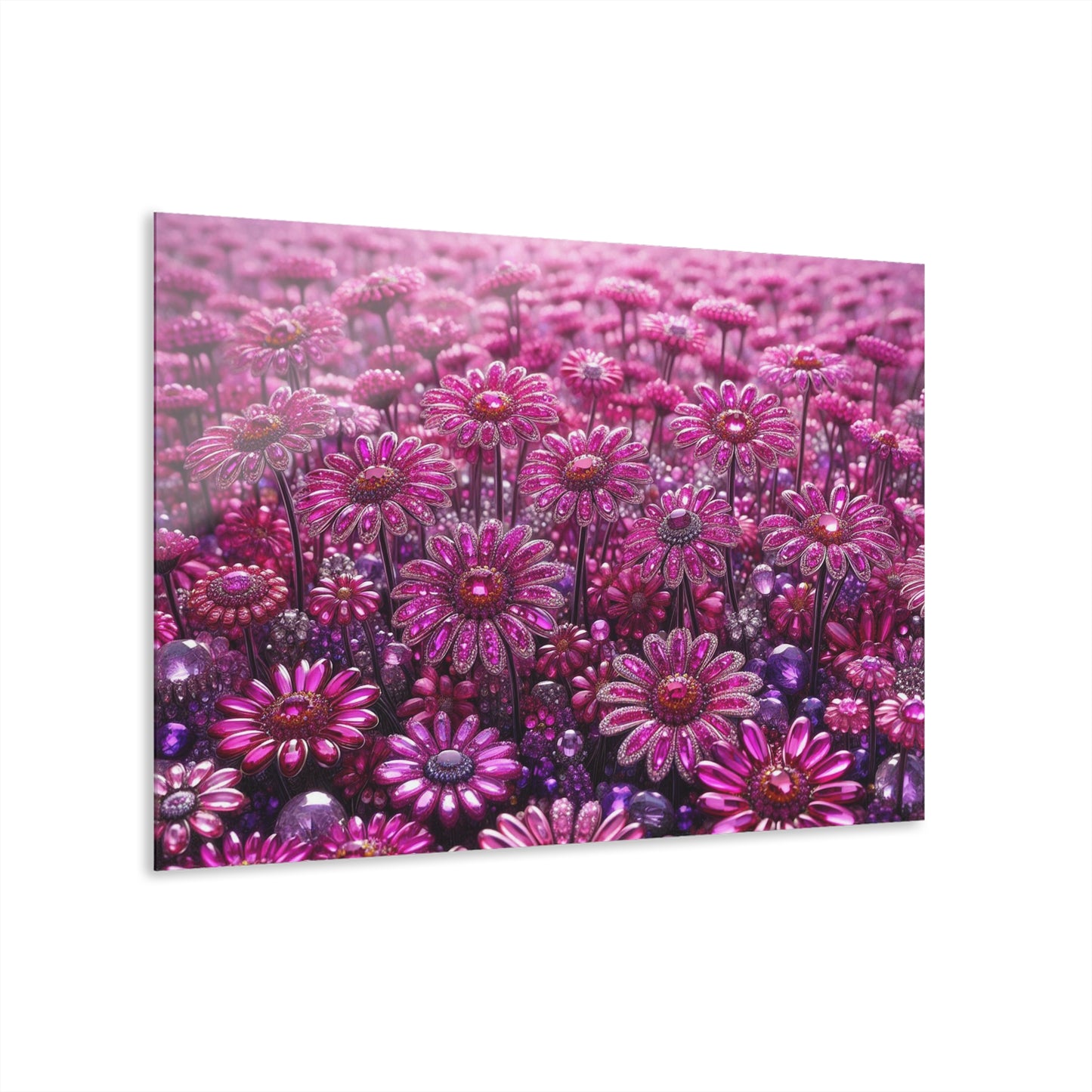 Floral Design Acrylic Gemstone Daisy Print with French Cleat Nature Lover Wall Art Flower Lover Gift Flower Artwork Modern Garden Decor